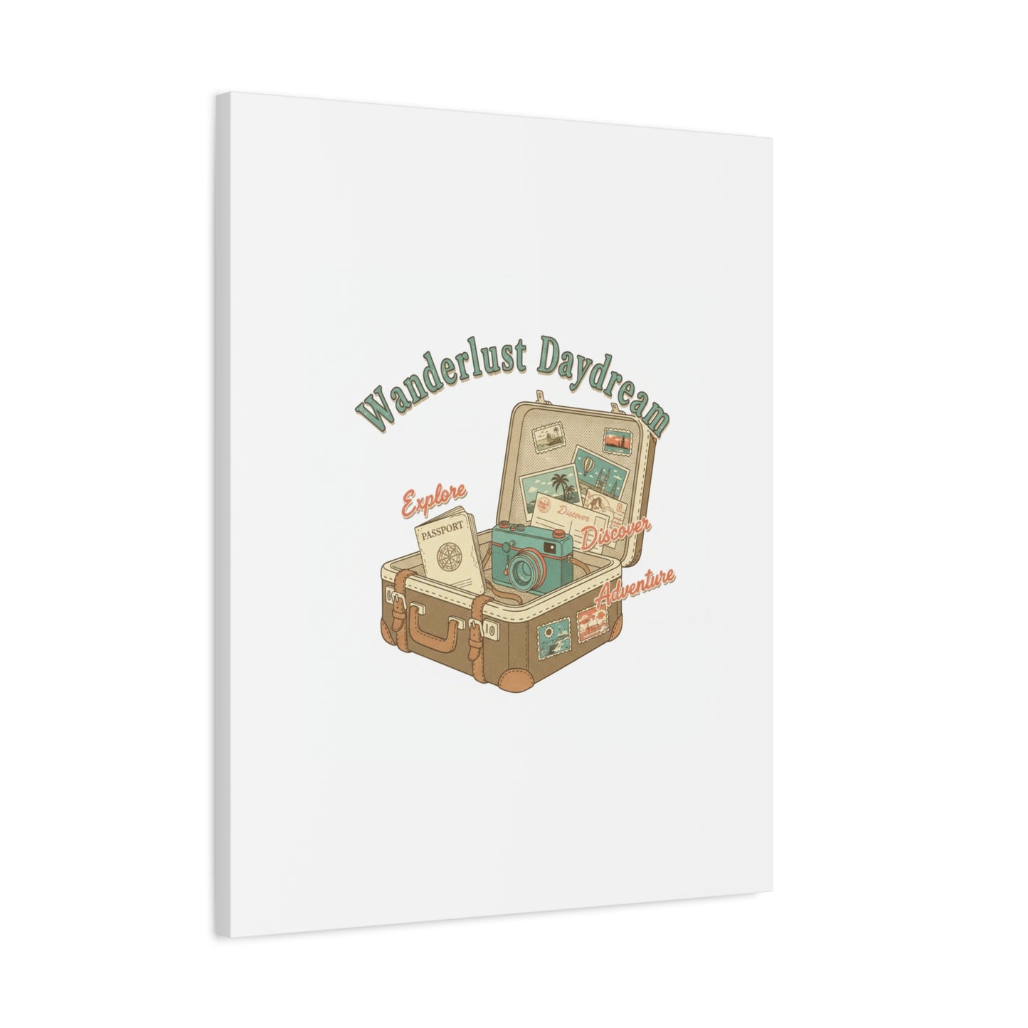 Wanderlust Daydream Travel Postcard Canvas | Retro Travel Stamp Decor