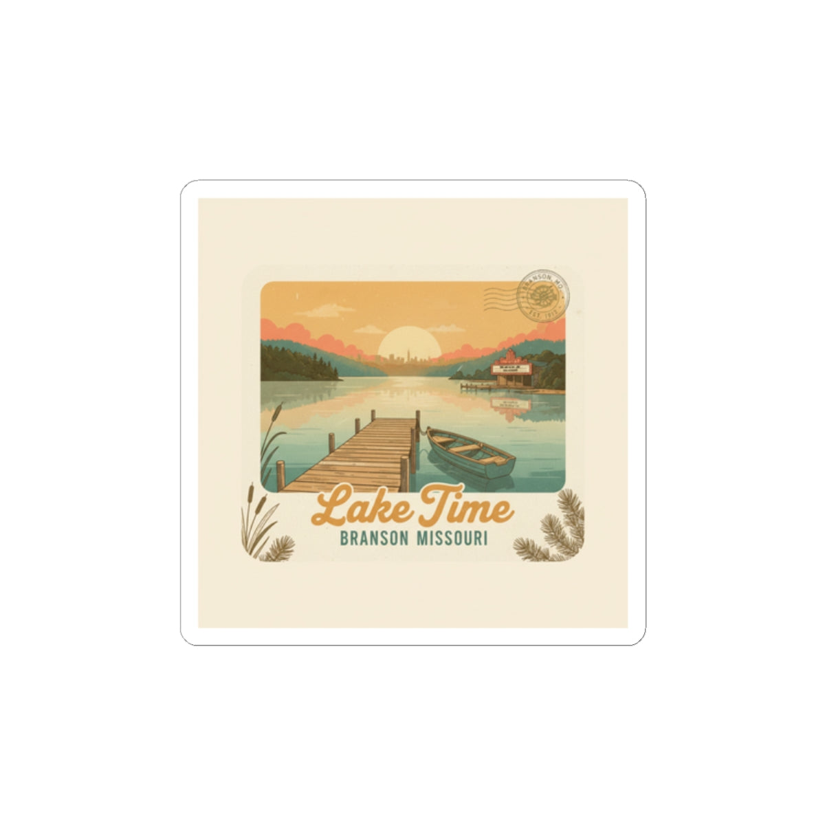 Lake Time Vintage Postcard Kiss-Cut Stickers