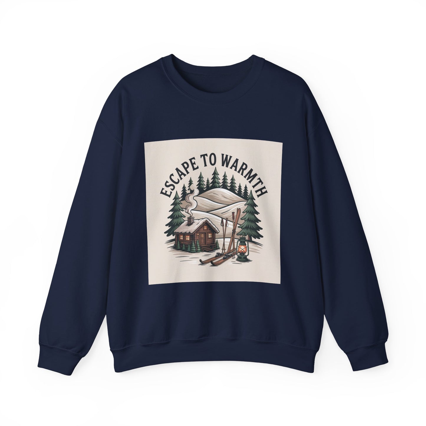 Escape to Warmth Cabin Vibes Sweatshirt | mountain silhouette, pine tree sweatshirt