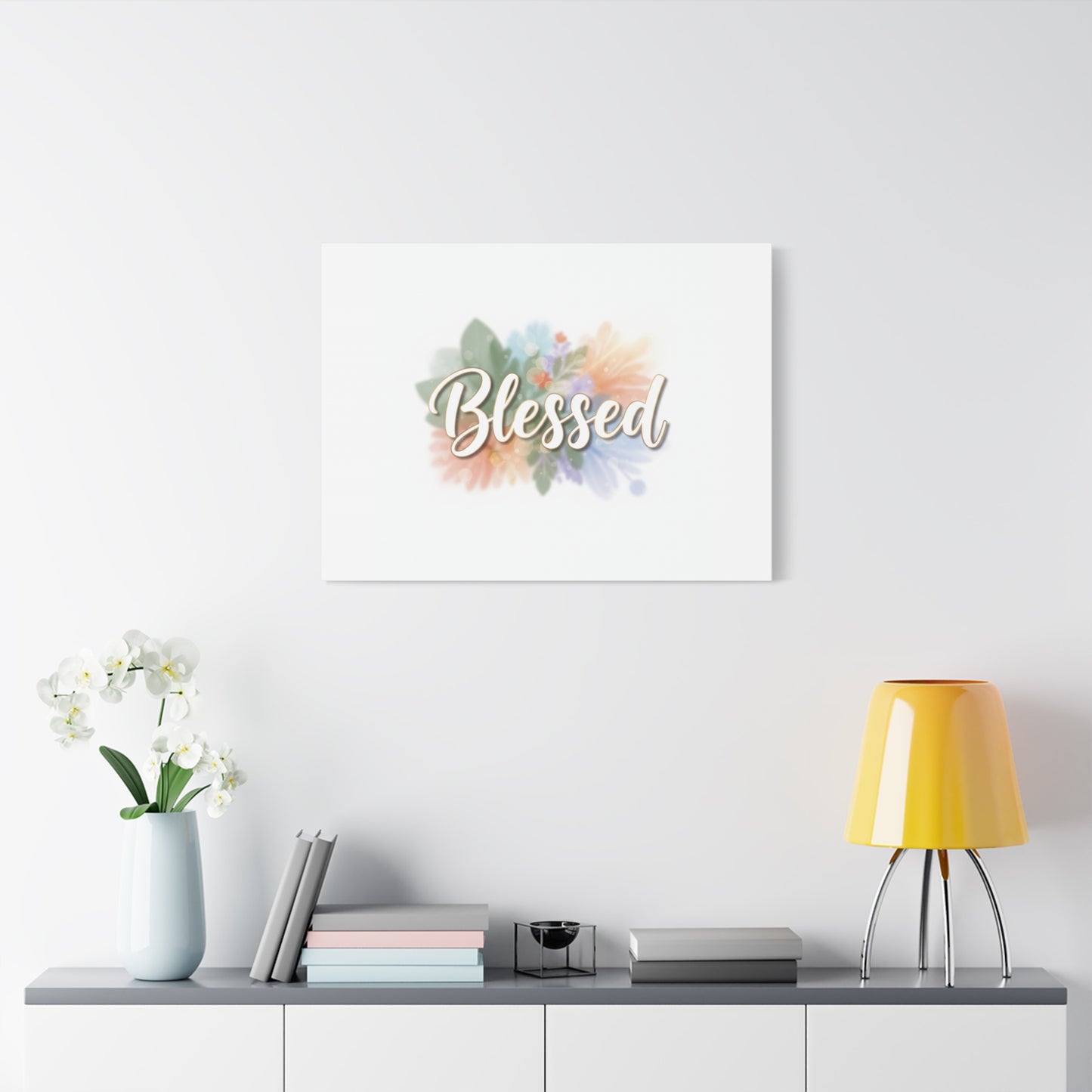 Blessed Floral Script Canvas