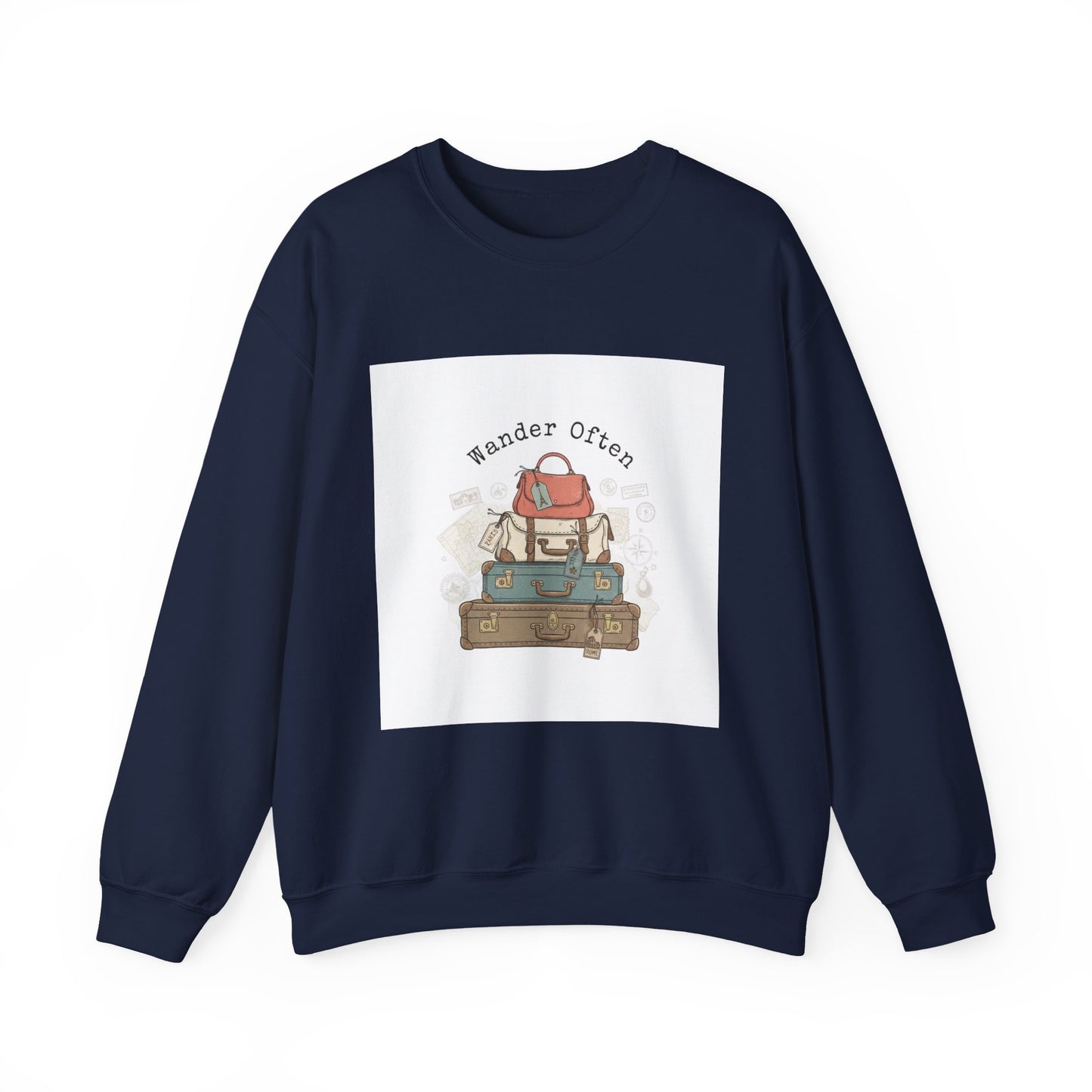 Wander Often vintage luggage stamp Sweatshirt | travel stamps, postcard vintage