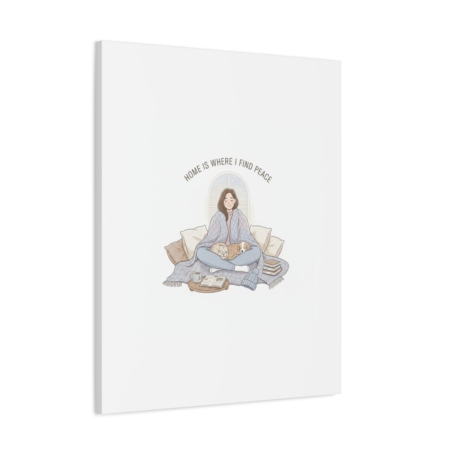 Home Is Where I Find Peace Canvas | Cozy Homebody Wall Art, Introvert Winter