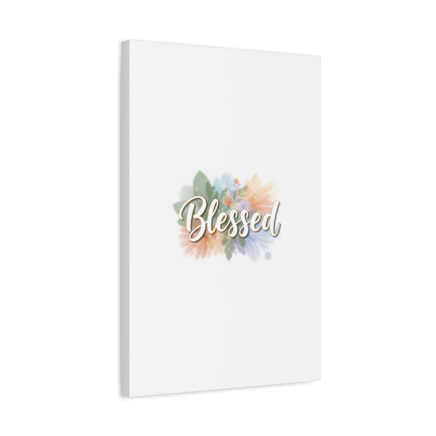 Blessed Floral Script Canvas