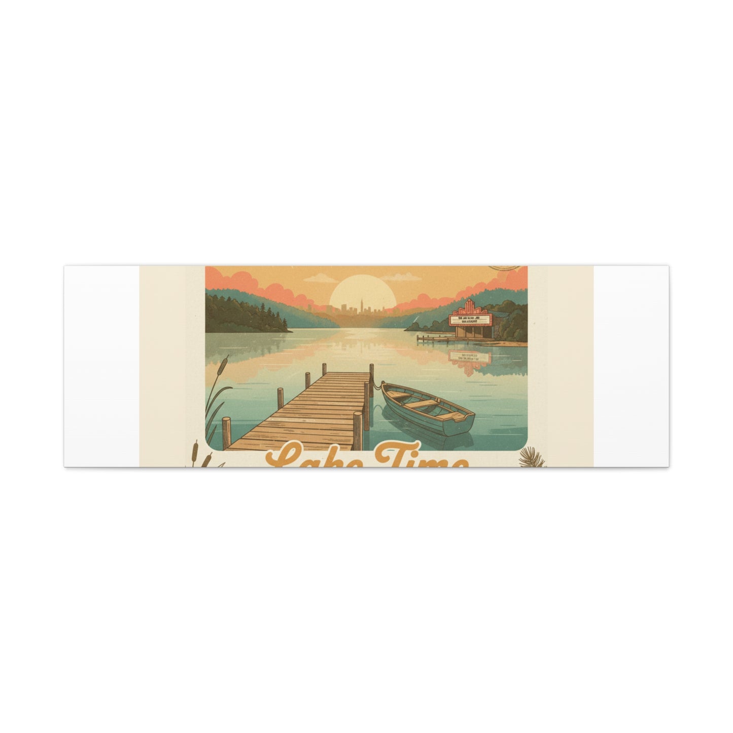 Vintage Postcard Canvas Lake Time Print