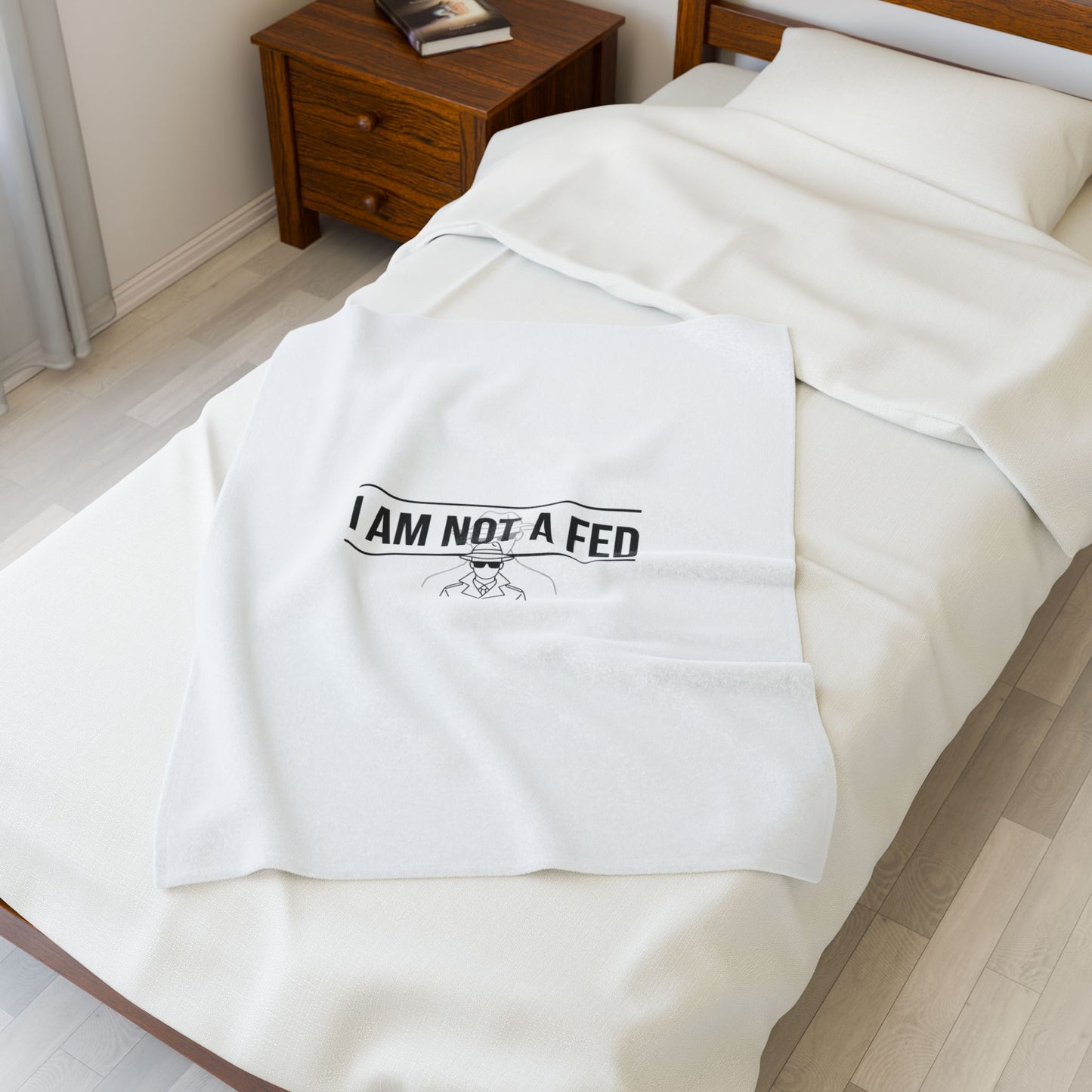 I Am Not A Fed Velveteen Blanket | Sarcastic Introvert Humor, Minimal Text