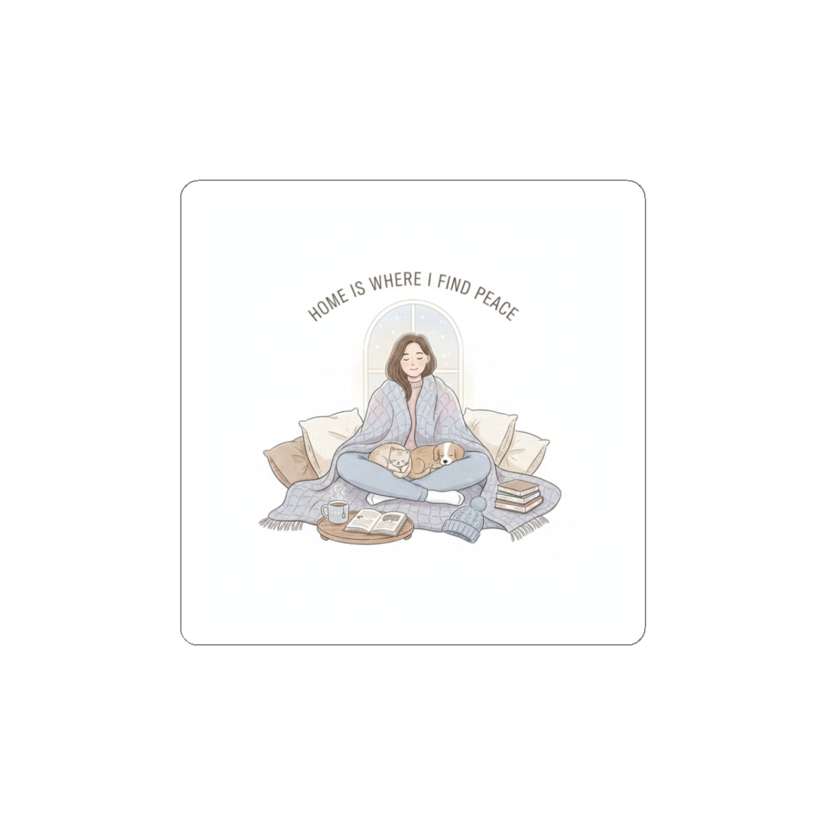 Home Is Where I Find Peace Sticker | Introvert Homebody, Cozy Winter