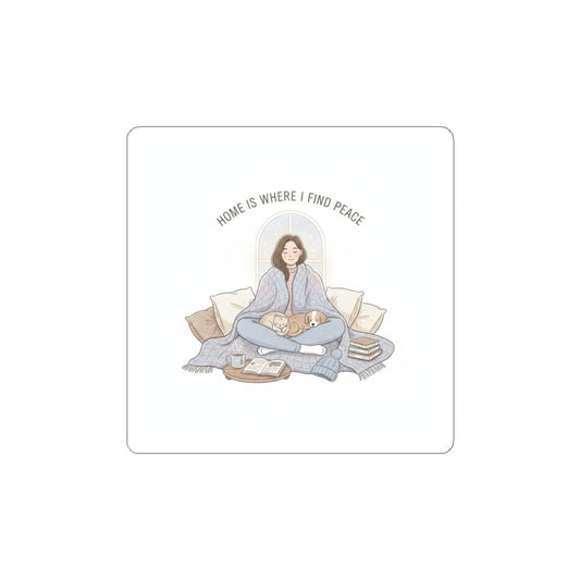 Home Is Where I Find Peace Sticker | Introvert Homebody, Cozy Winter