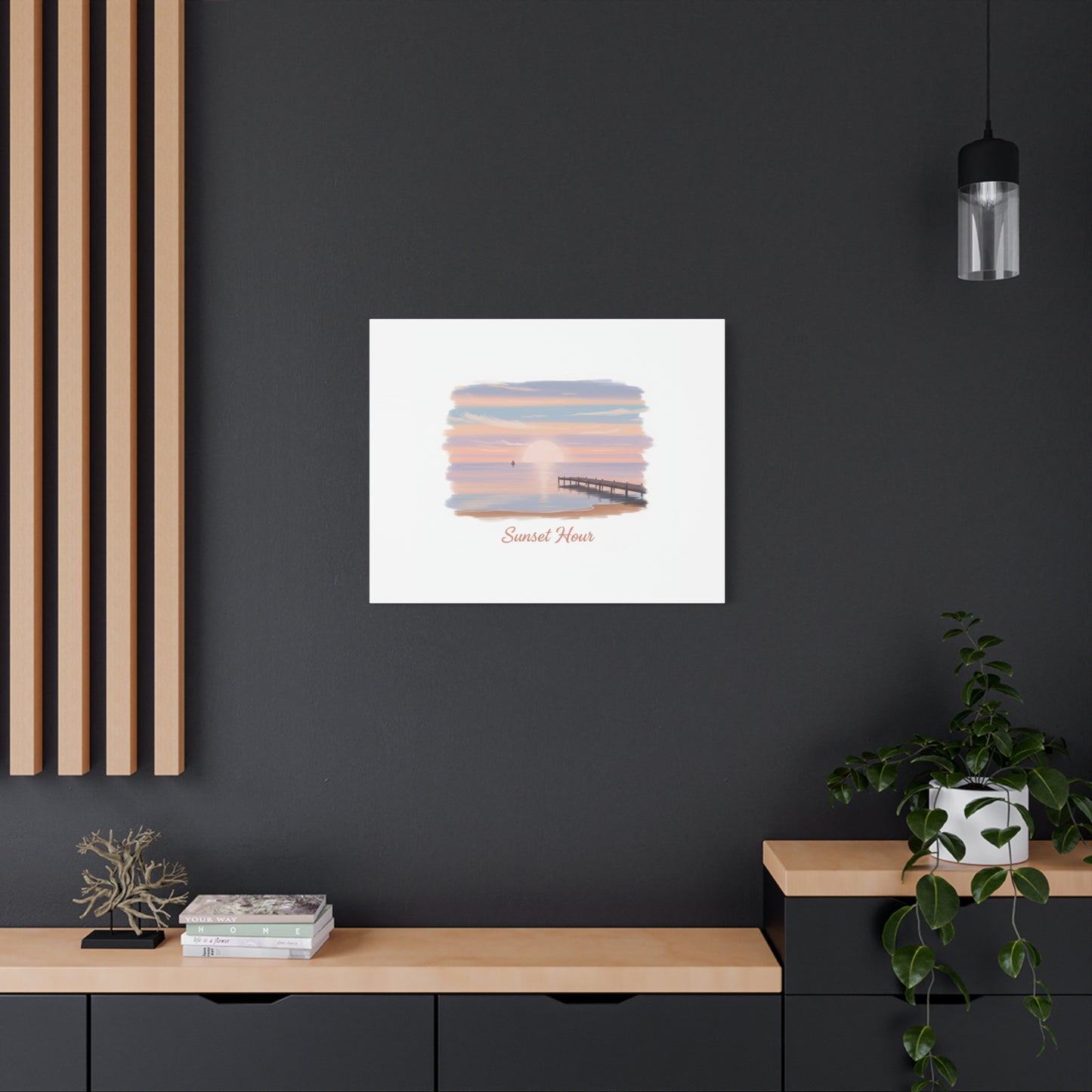 Sunset Hour Canvas, Matte Stretched 1.25" | Minimal Luxe Gold Accent