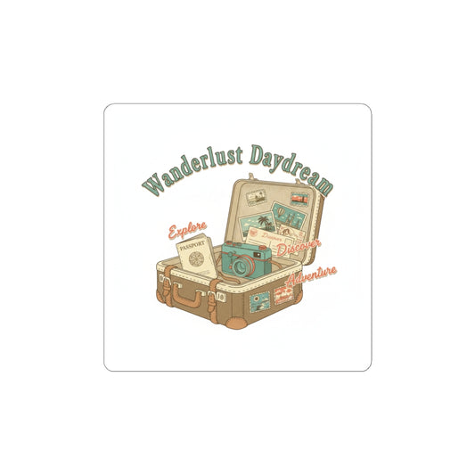 Wanderlust Daydream passport stamp travel stickers | Retro travel postcard vibe