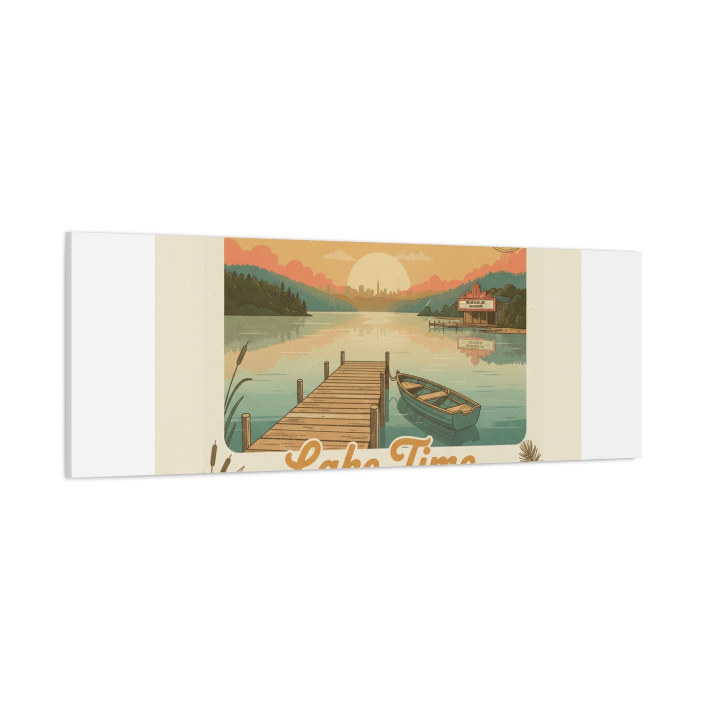 Vintage Postcard Canvas Lake Time Print