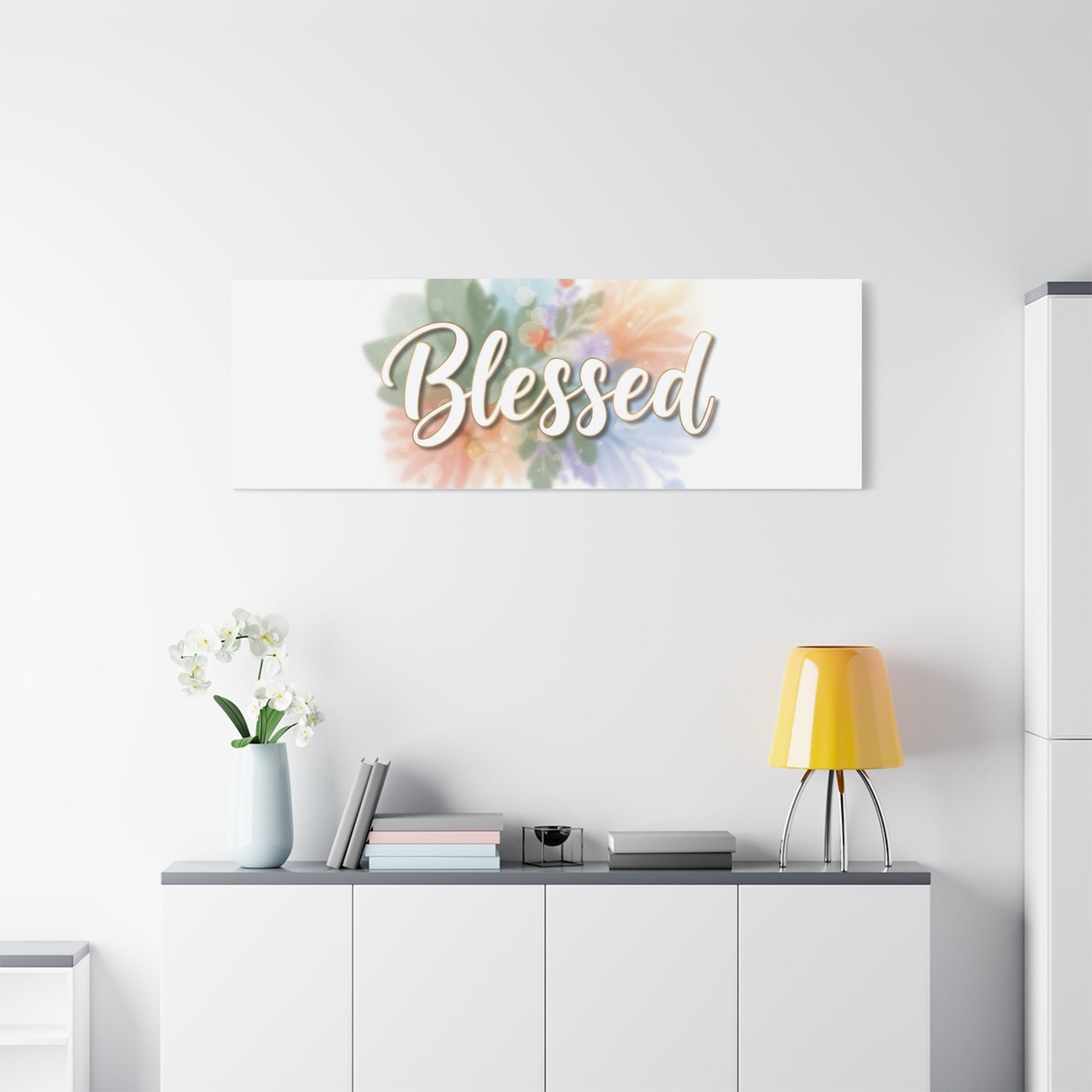 Blessed Floral Script Canvas