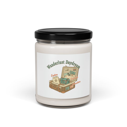 Wanderlust Daydreams Candle | Soy Travel Stamp Postcard Vintage