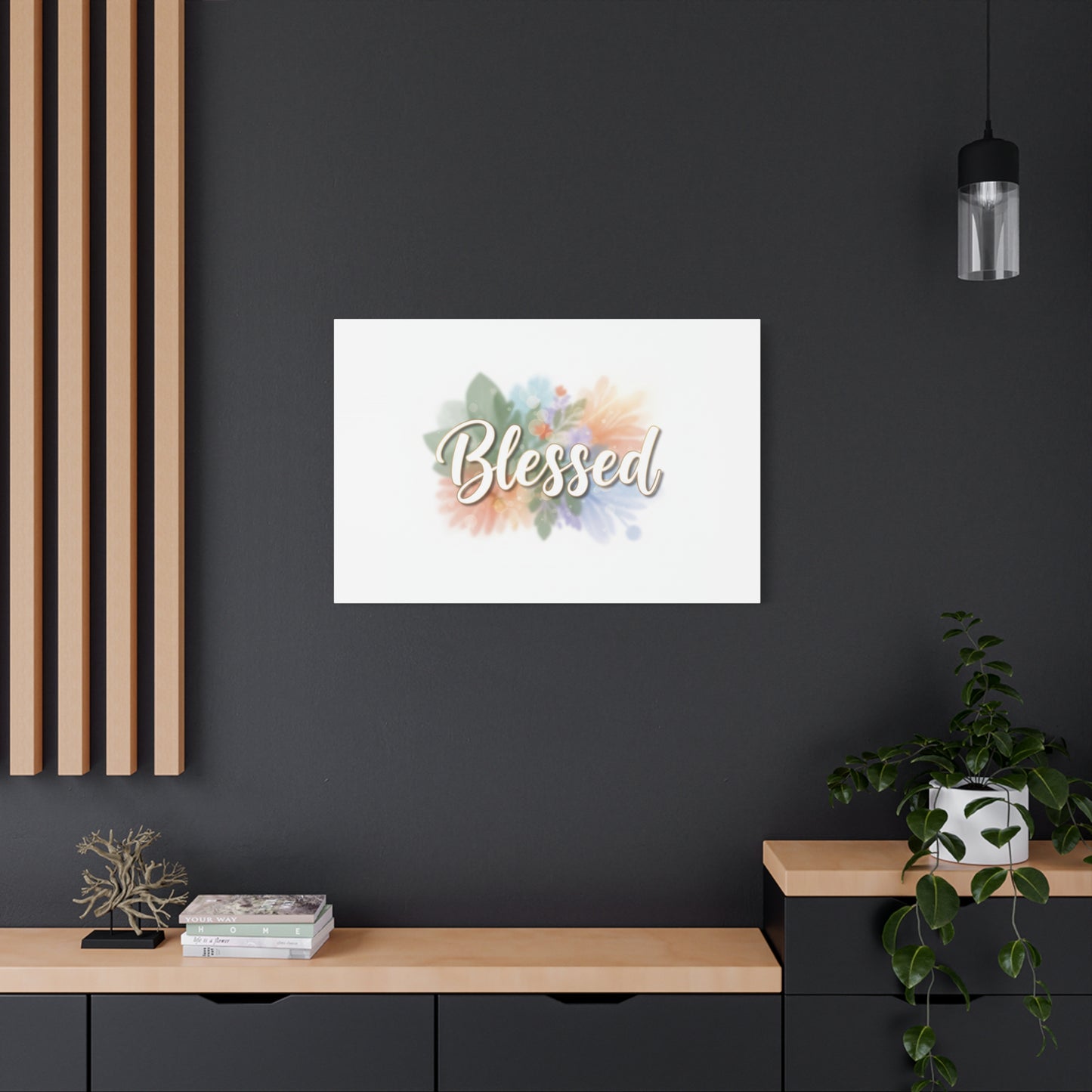 Blessed Floral Script Canvas