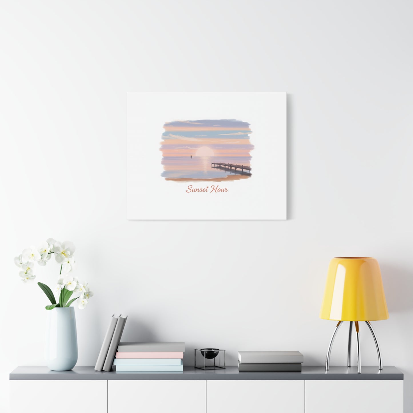 Sunset Hour Canvas, Matte Stretched 1.25" | Minimal Luxe Gold Accent