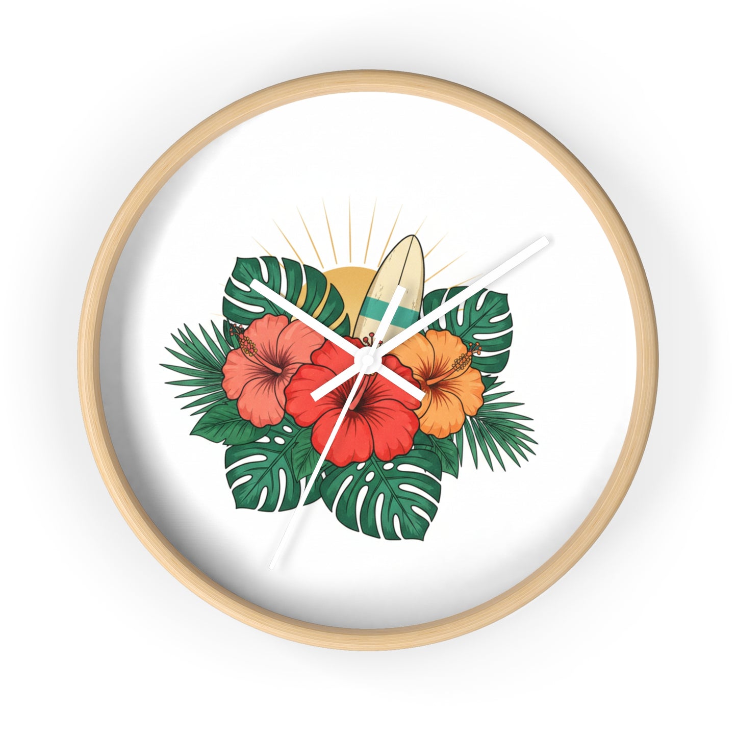Wall Clock--tropical flowers