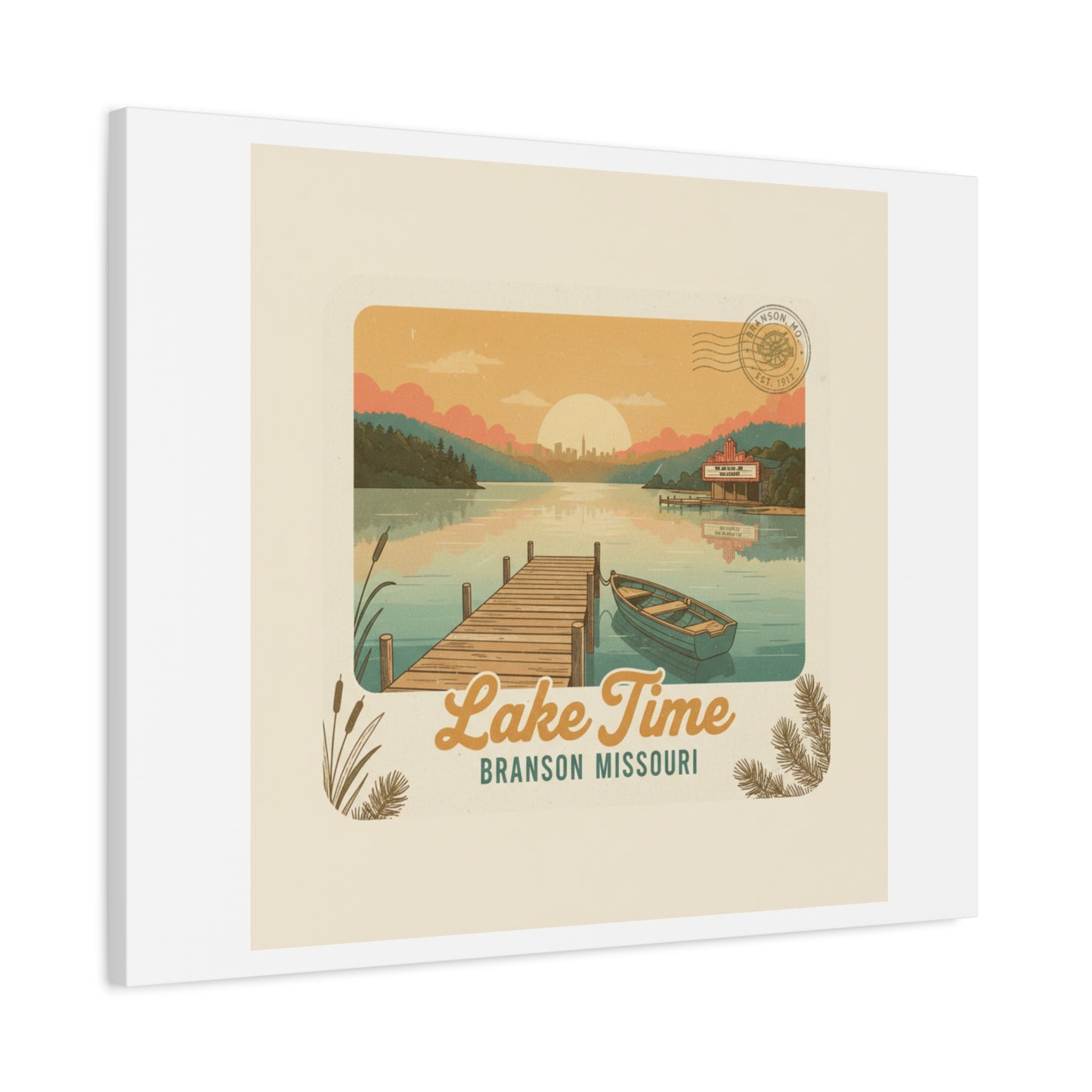 Vintage Postcard Canvas Lake Time Print