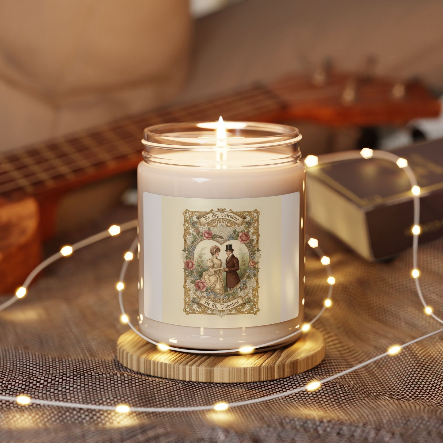 Vintage Romance Label Candle, Soy Jar Candle | Retro Americana, Cream & Teal
