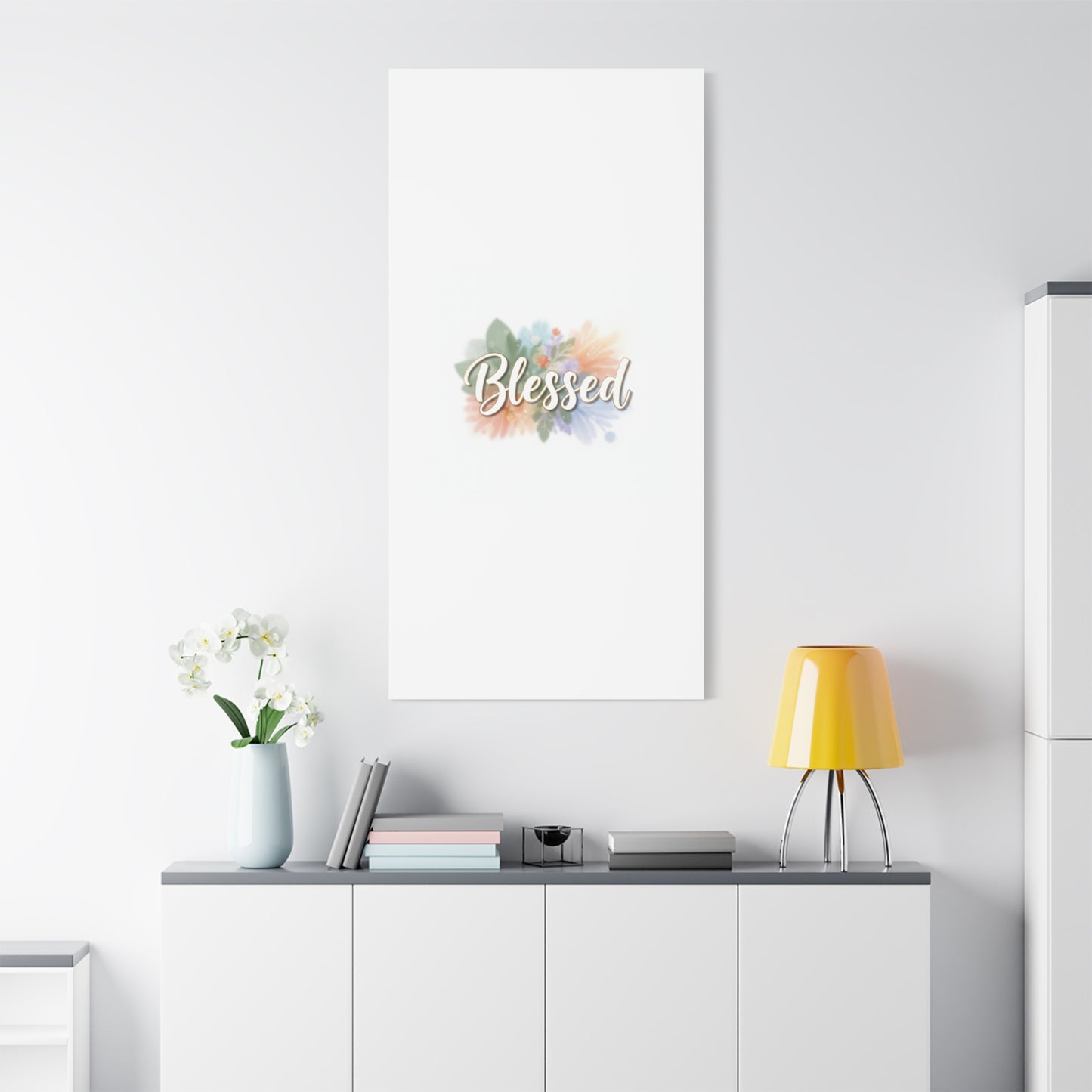 Blessed Floral Script Canvas