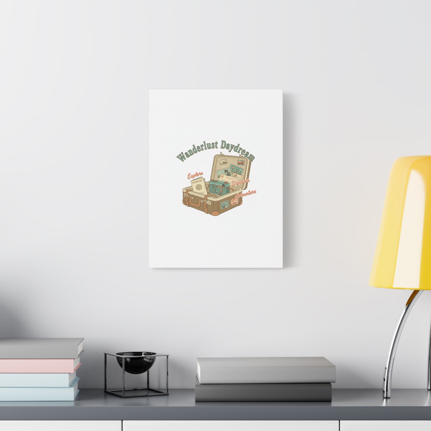 Wanderlust Daydream Travel Postcard Canvas | Retro Travel Stamp Decor