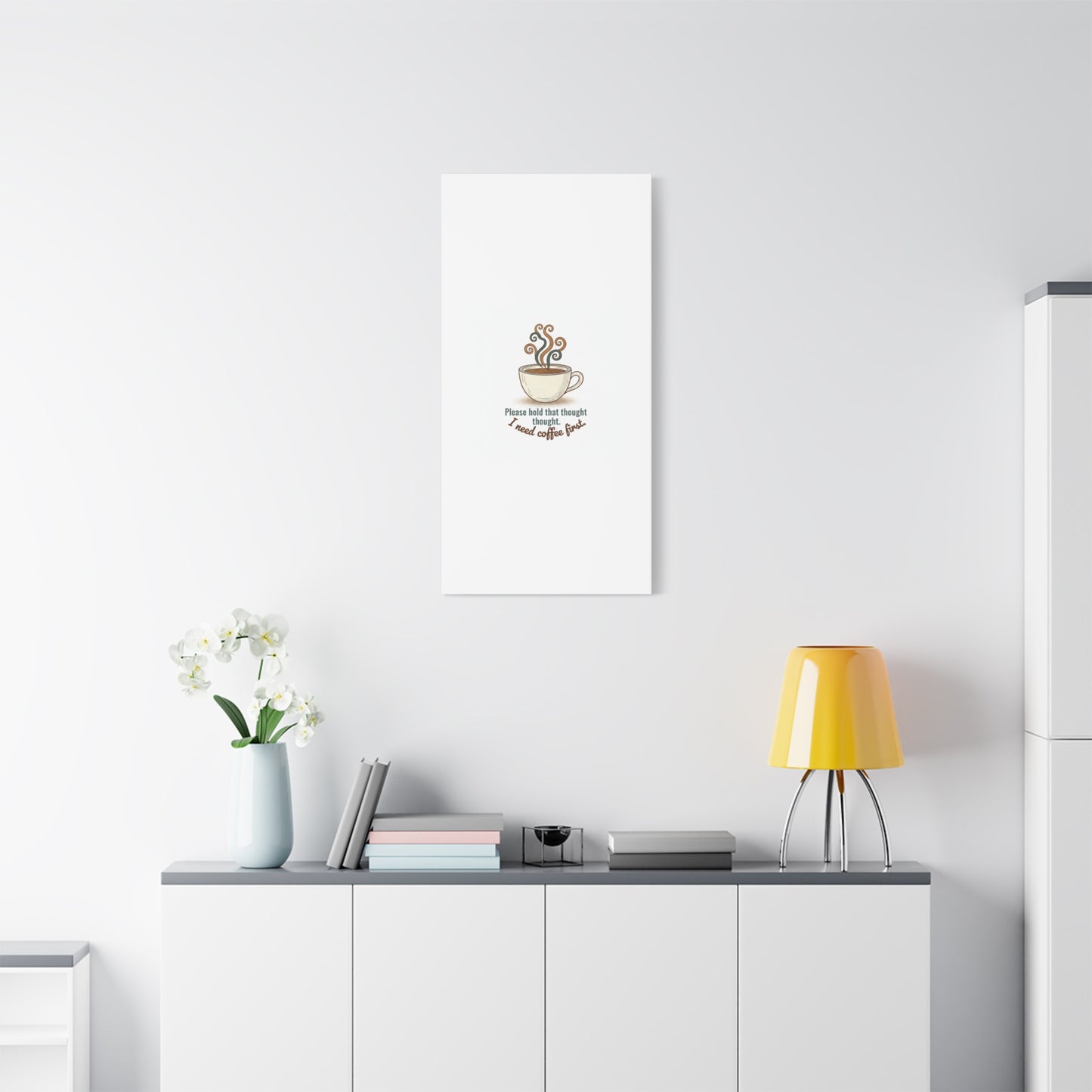 I Need Coffee First Canvas | Coffee Lover Wall Art, Cozy Drink Decor