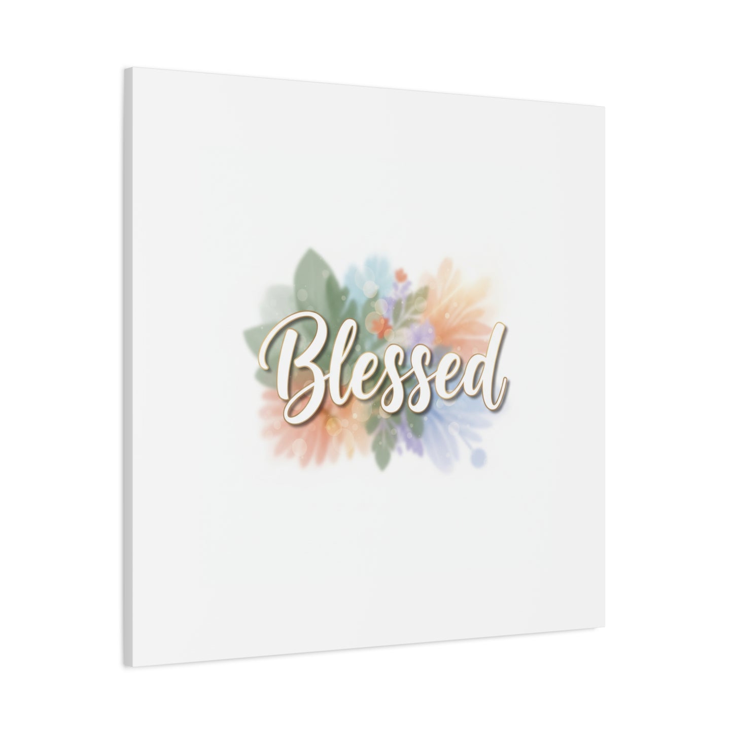 Blessed Floral Script Canvas