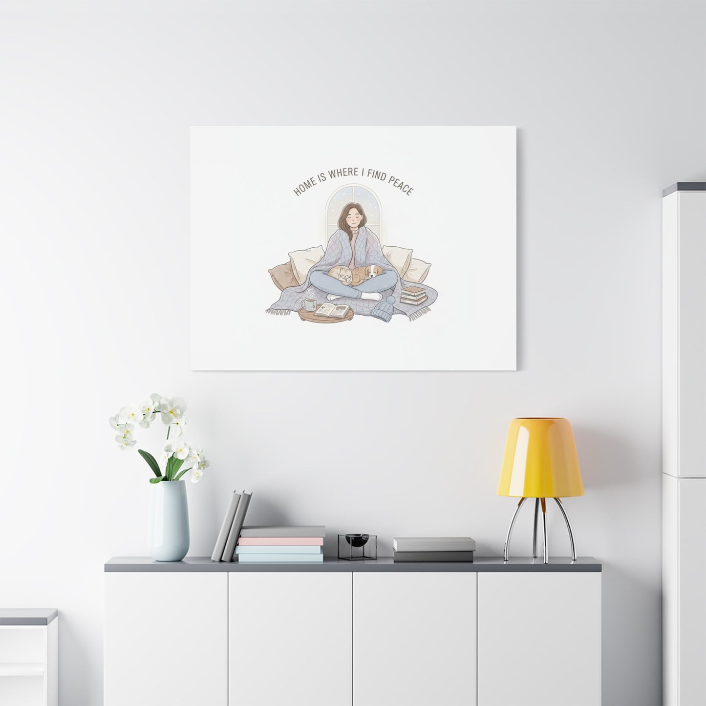 Home Is Where I Find Peace Canvas | Cozy Homebody Wall Art, Introvert Winter