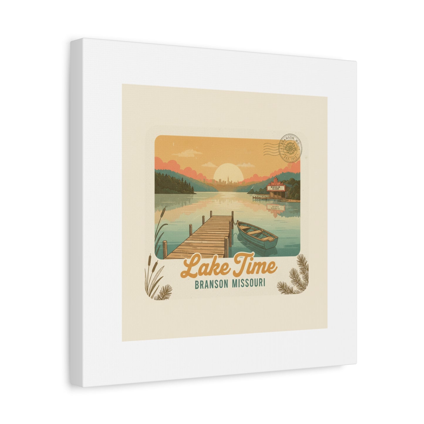 Vintage Postcard Canvas Lake Time Print