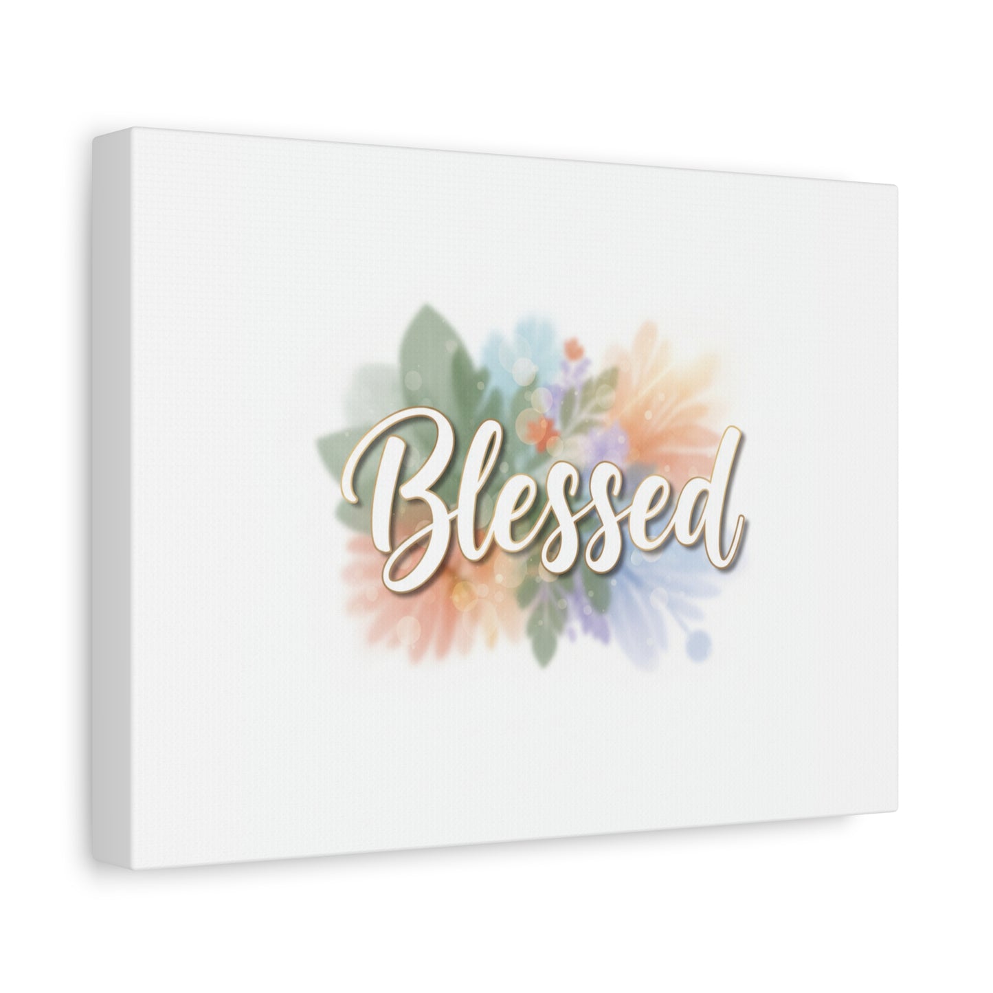 Blessed Floral Script Canvas