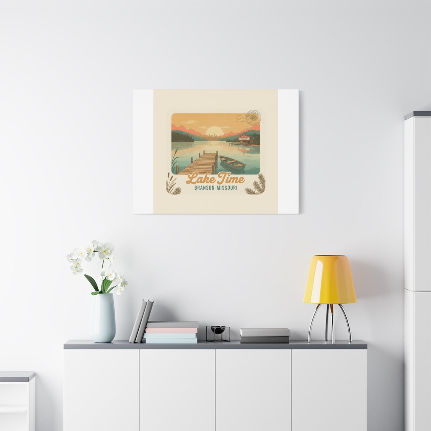 Vintage Postcard Canvas Lake Time Print