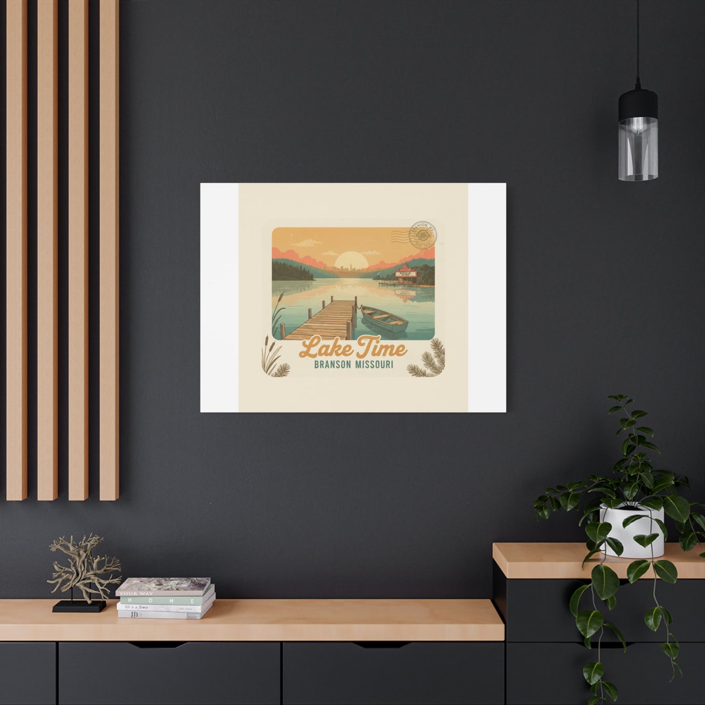 Vintage Postcard Canvas Lake Time Print