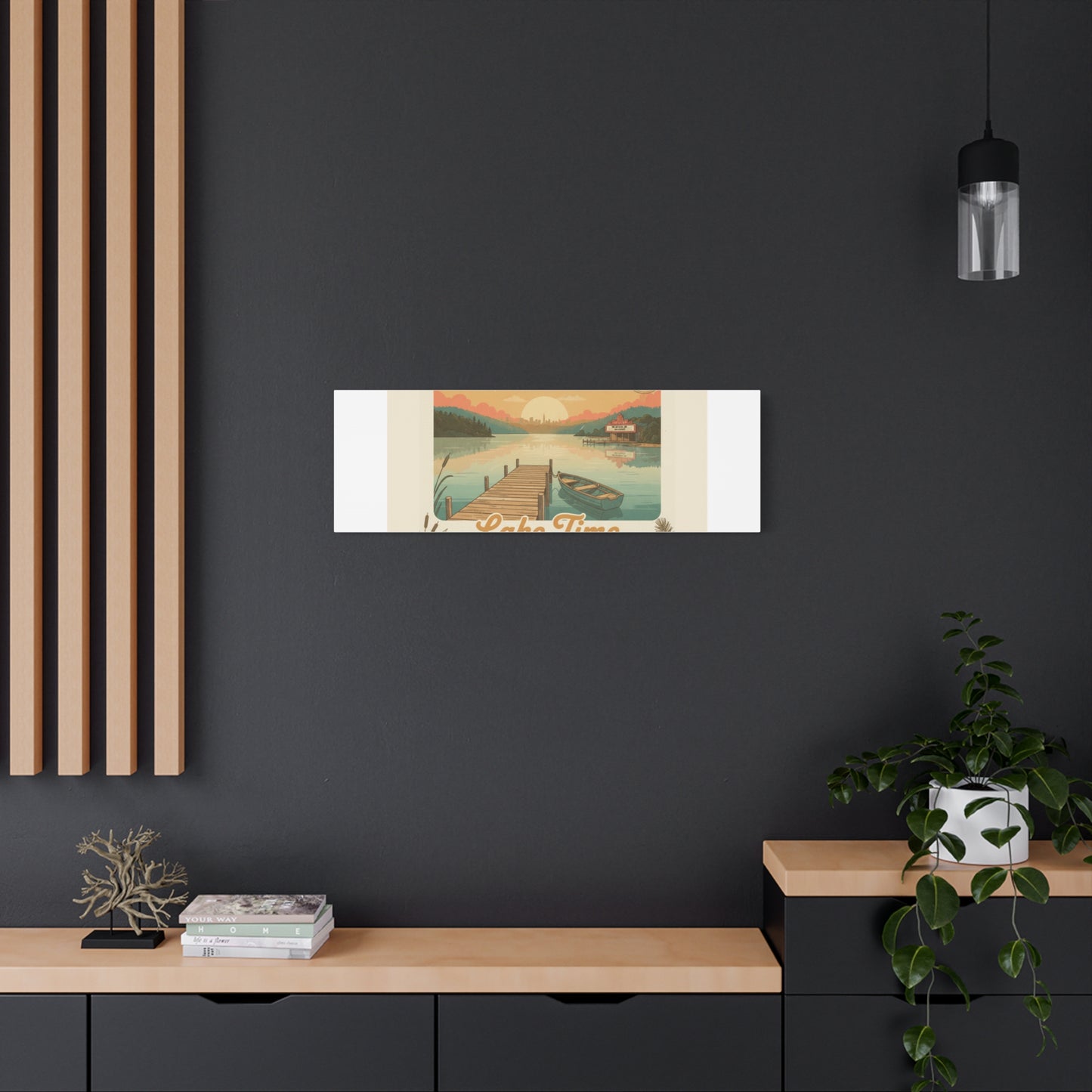 Vintage Postcard Canvas Lake Time Print
