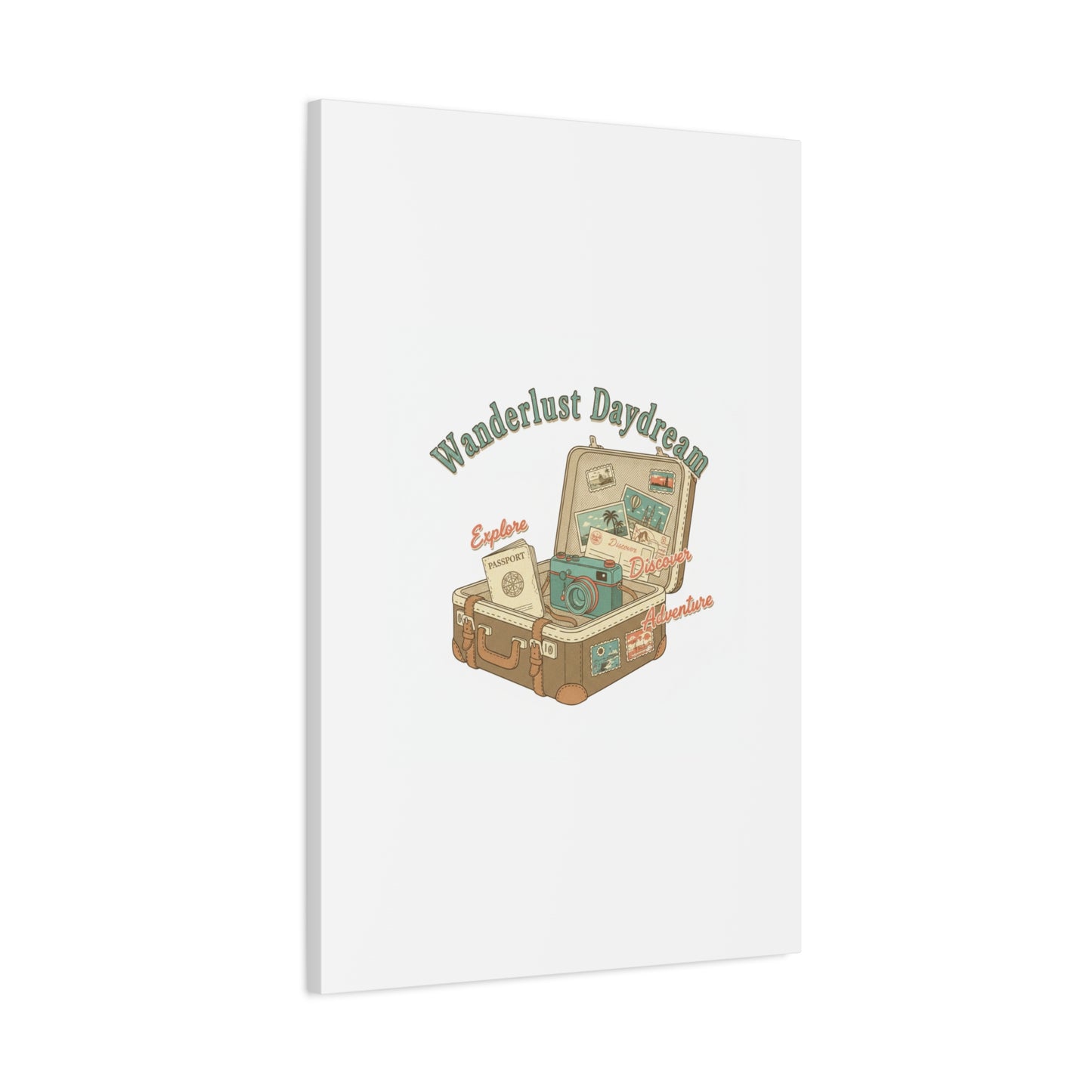 Wanderlust Daydream Travel Postcard Canvas | Retro Travel Stamp Decor