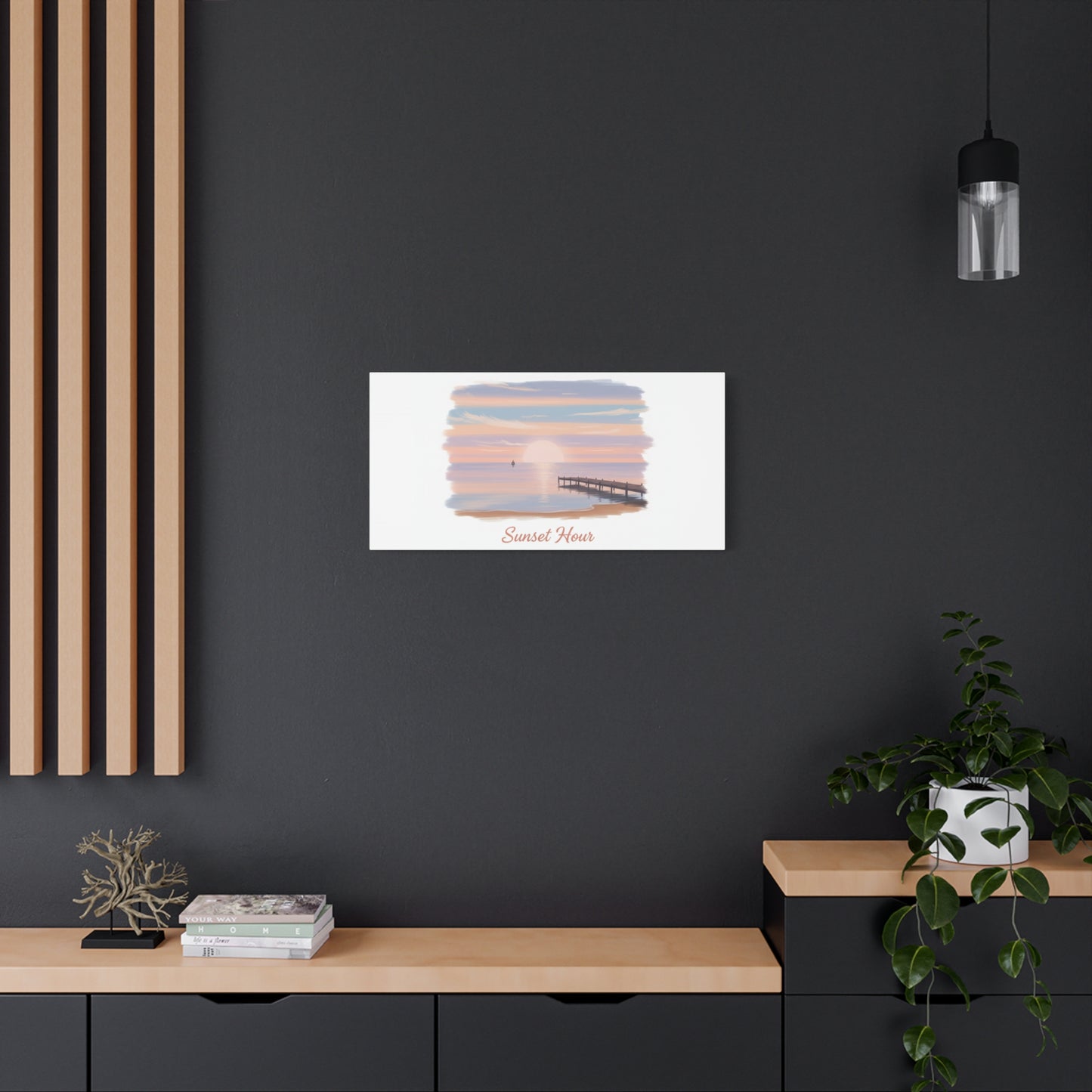 Sunset Hour Canvas, Matte Stretched 1.25" | Minimal Luxe Gold Accent
