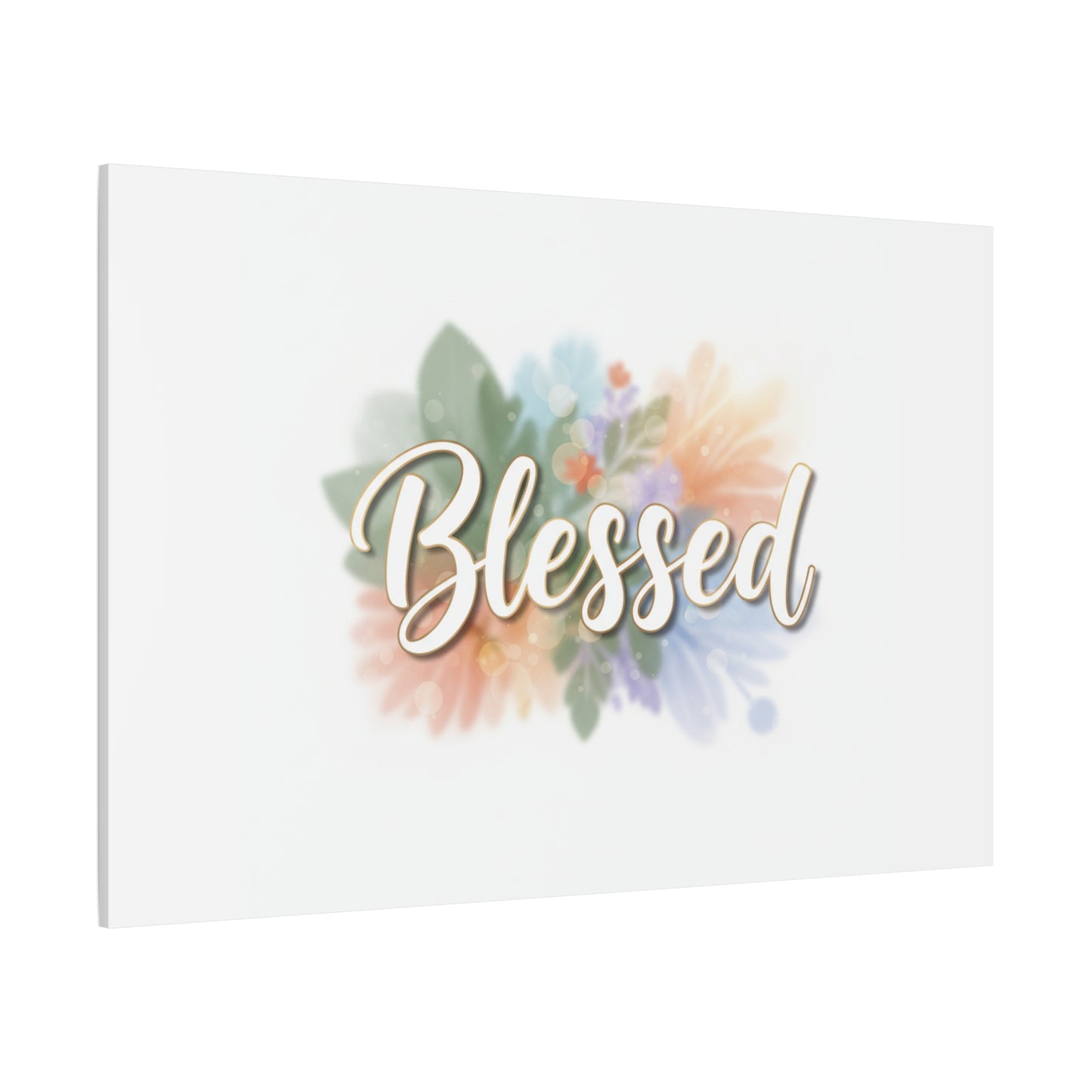 Blessed Floral Script Canvas