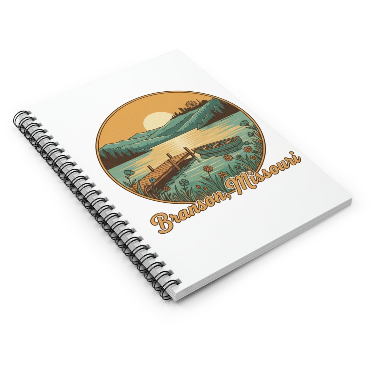 Branson, Missouri Lakeside Spiral Notebook — Scenic Dock Sunset Journal (Ruled)