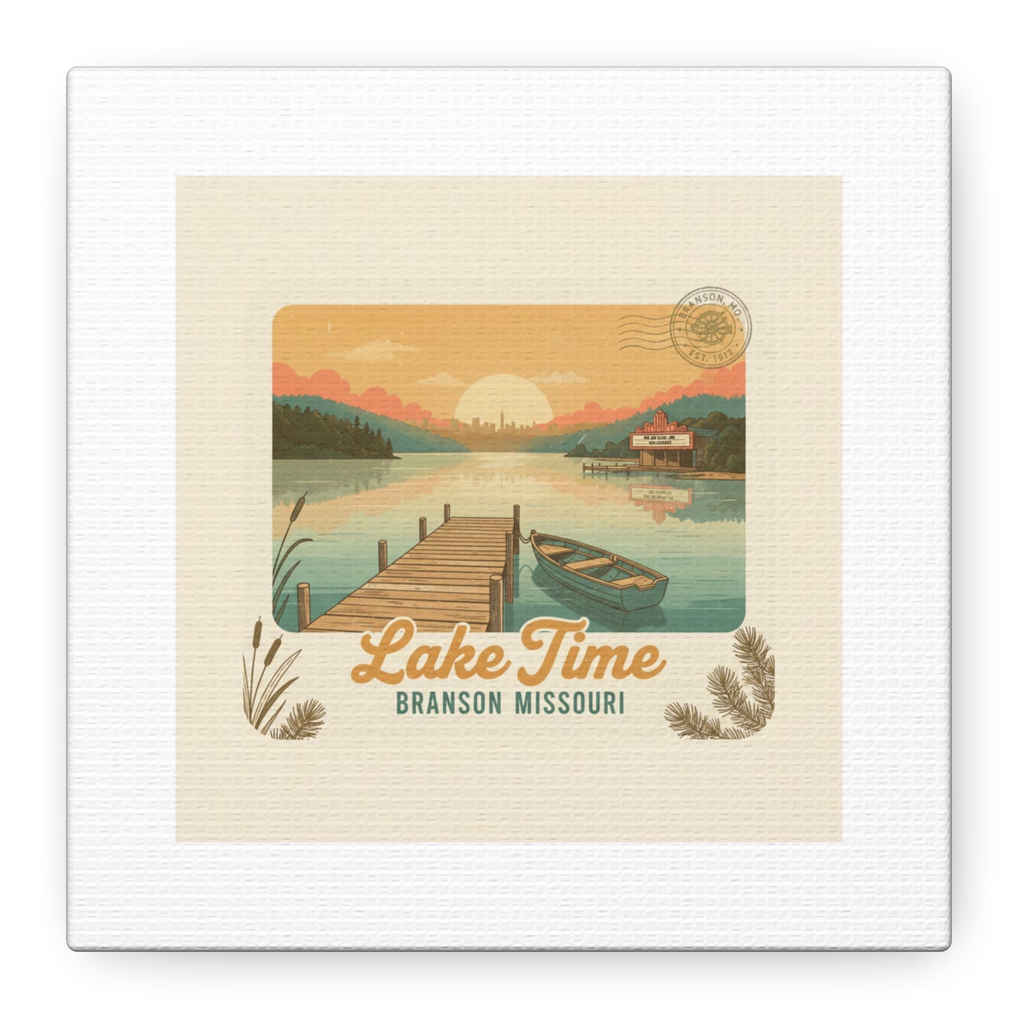 Vintage Postcard Canvas Lake Time Print
