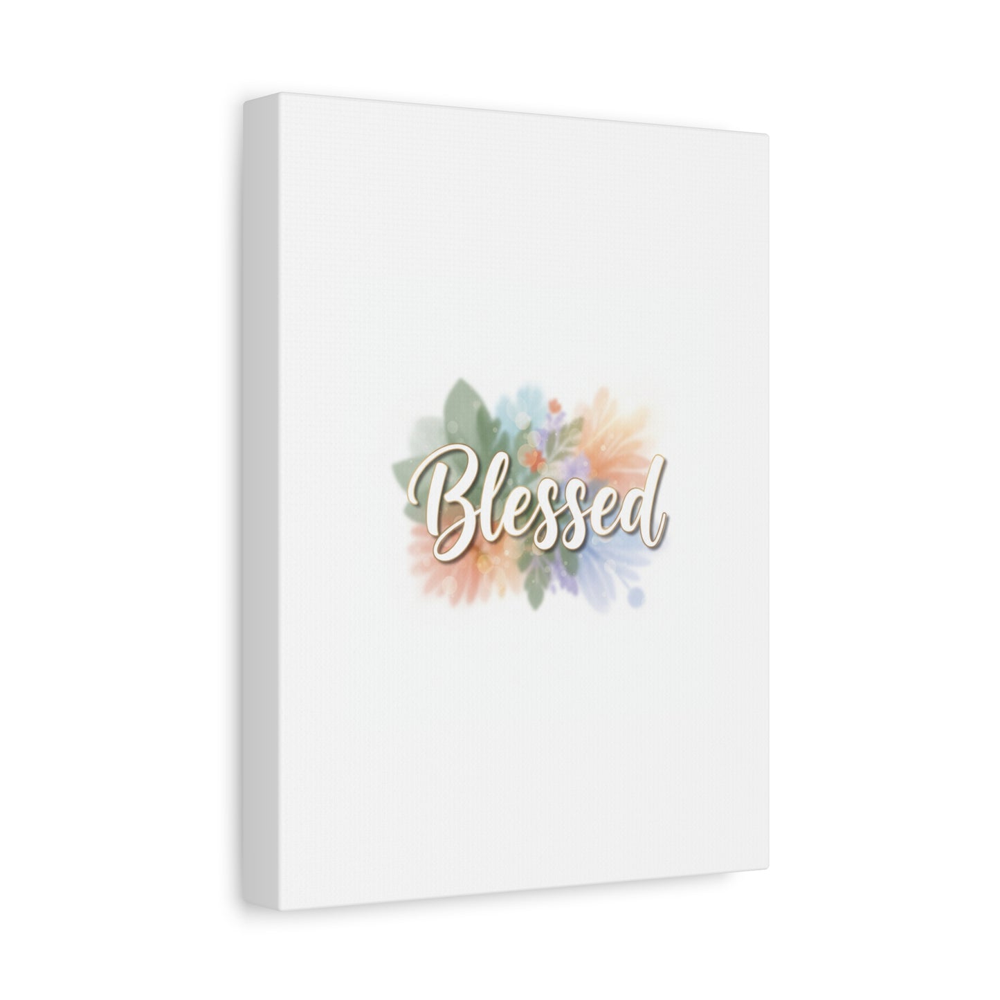 Blessed Floral Script Canvas