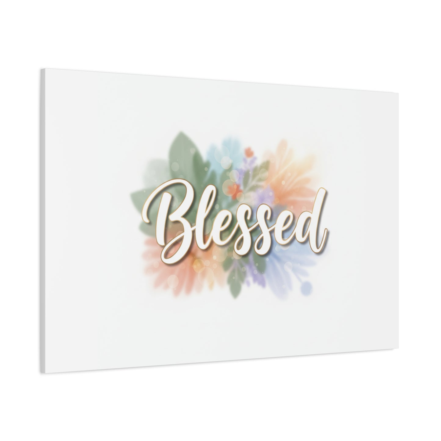 Blessed Floral Script Canvas