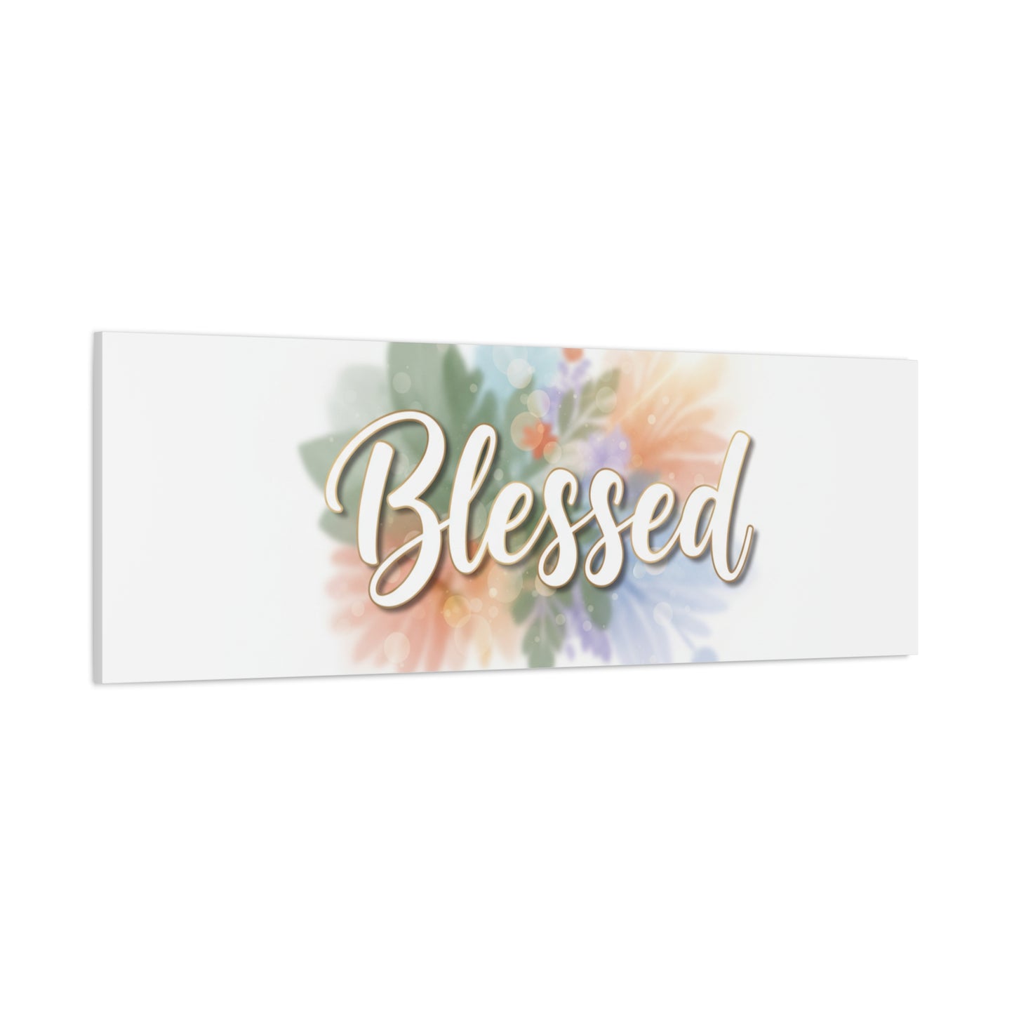 Blessed Floral Script Canvas