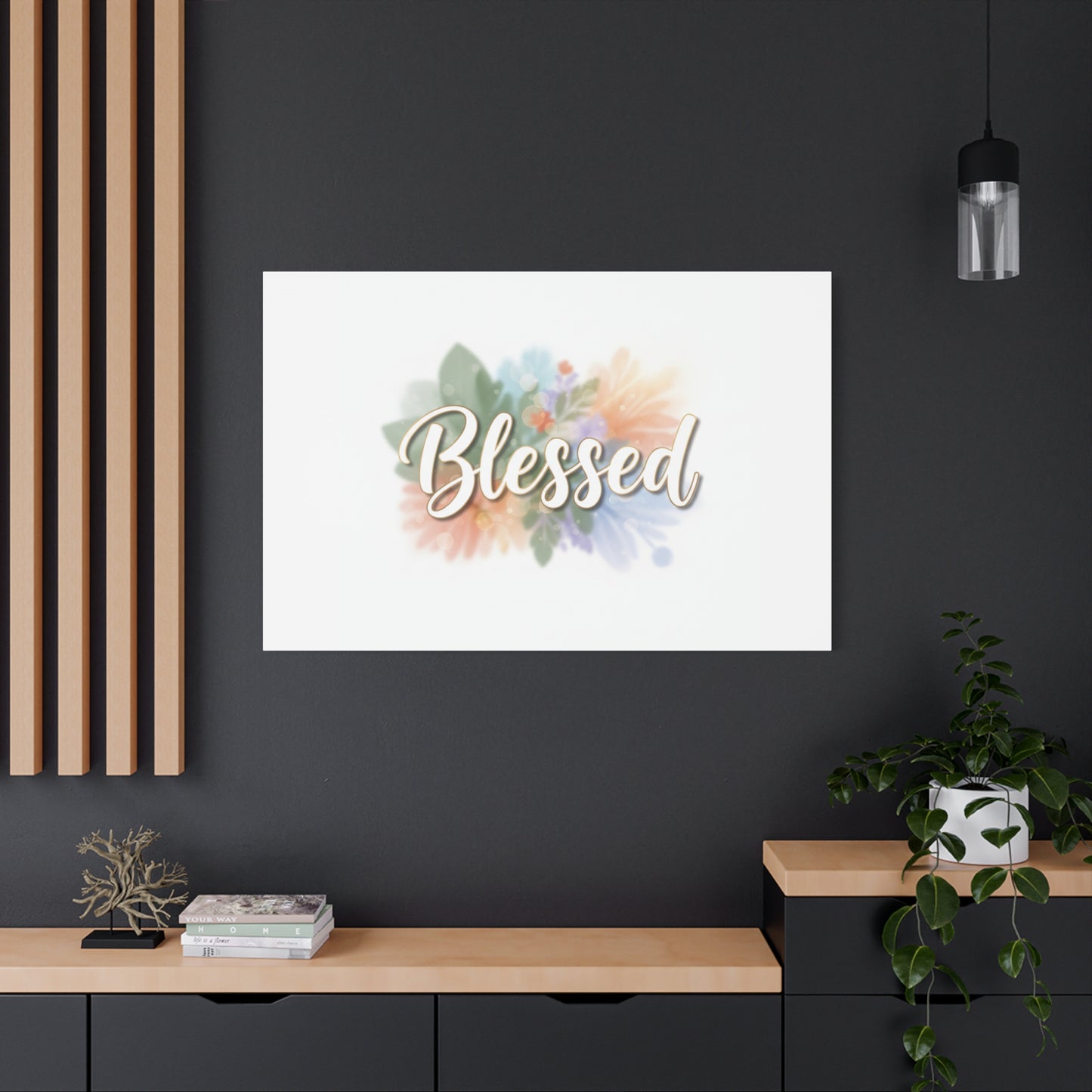 Blessed Floral Script Canvas