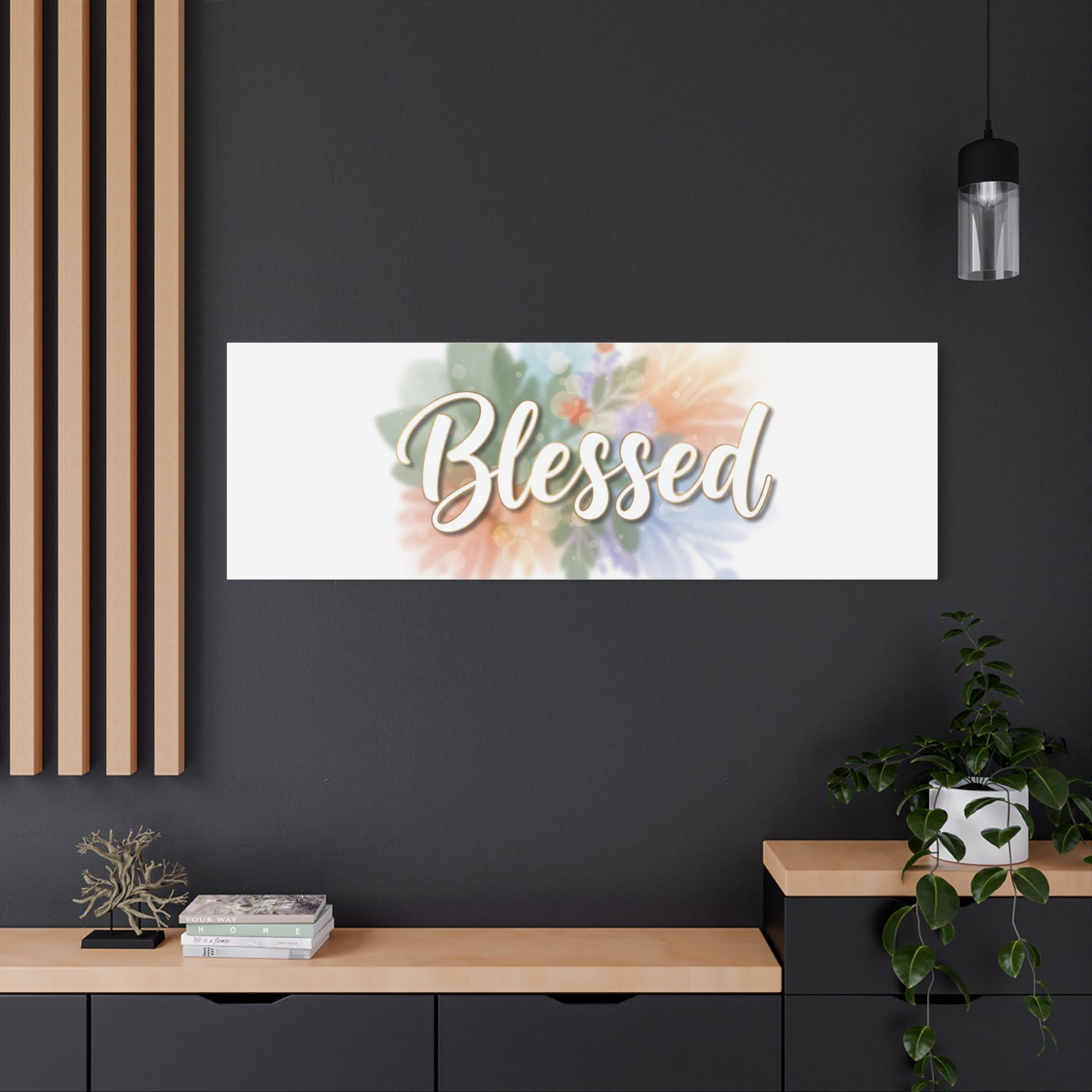Blessed Floral Script Canvas