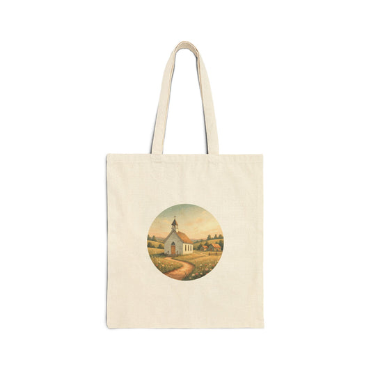 Country Church Cotton Canvas Tote Bag