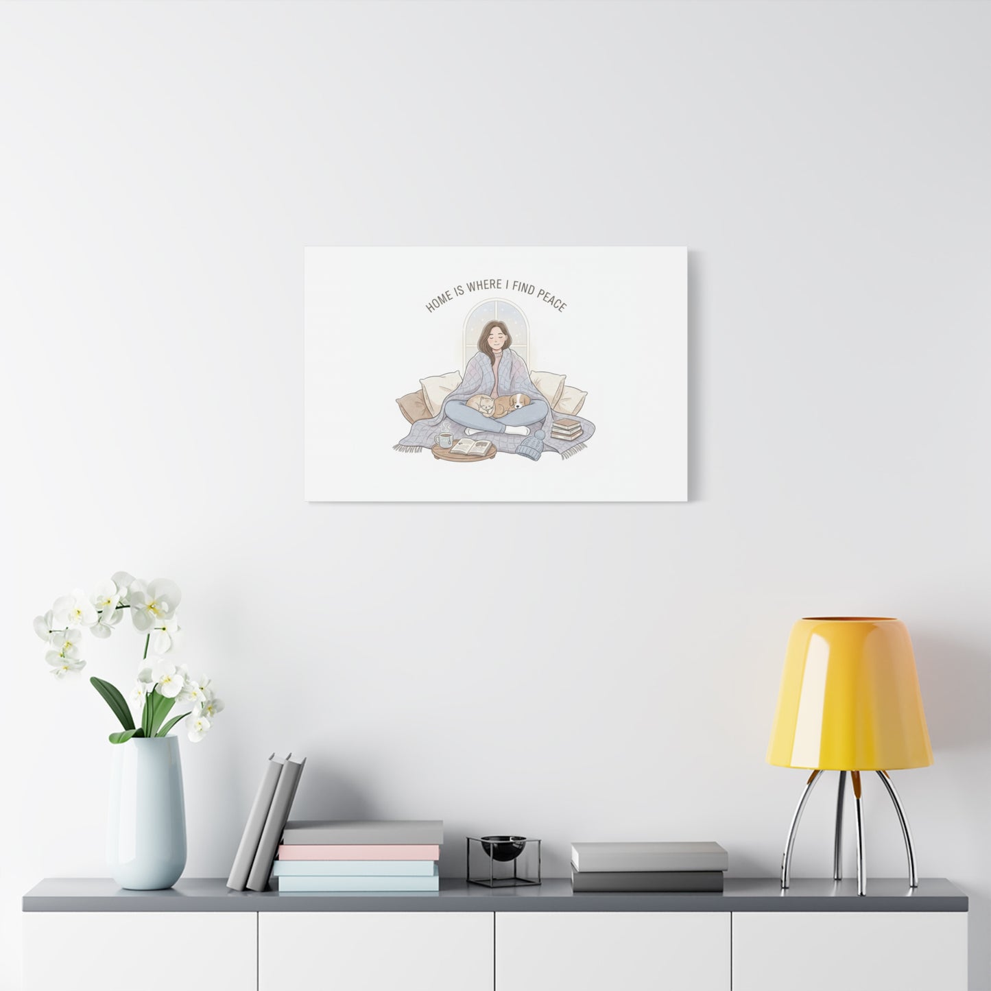 Home Is Where I Find Peace Canvas | Cozy Homebody Wall Art, Introvert Winter