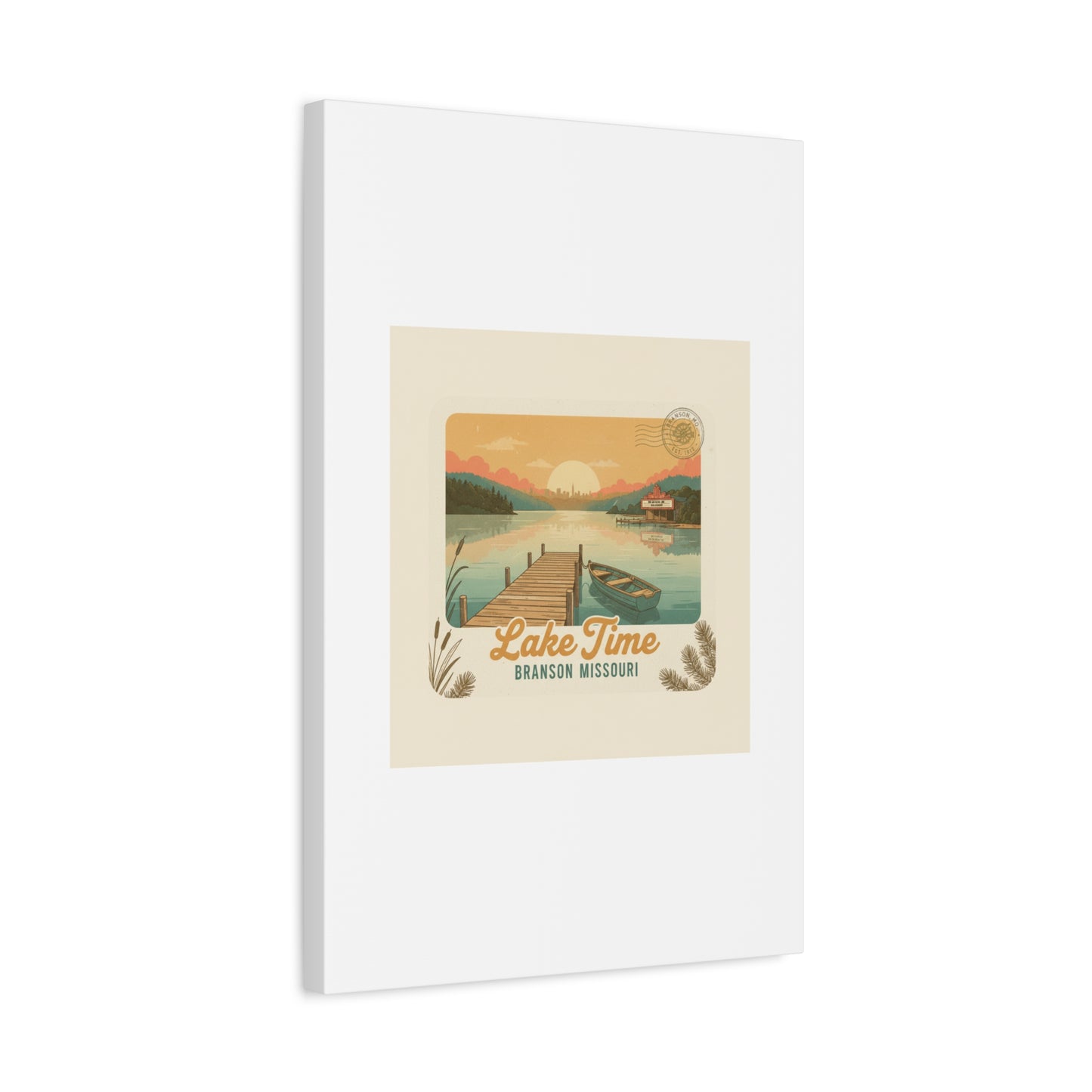 Vintage Postcard Canvas Lake Time Print
