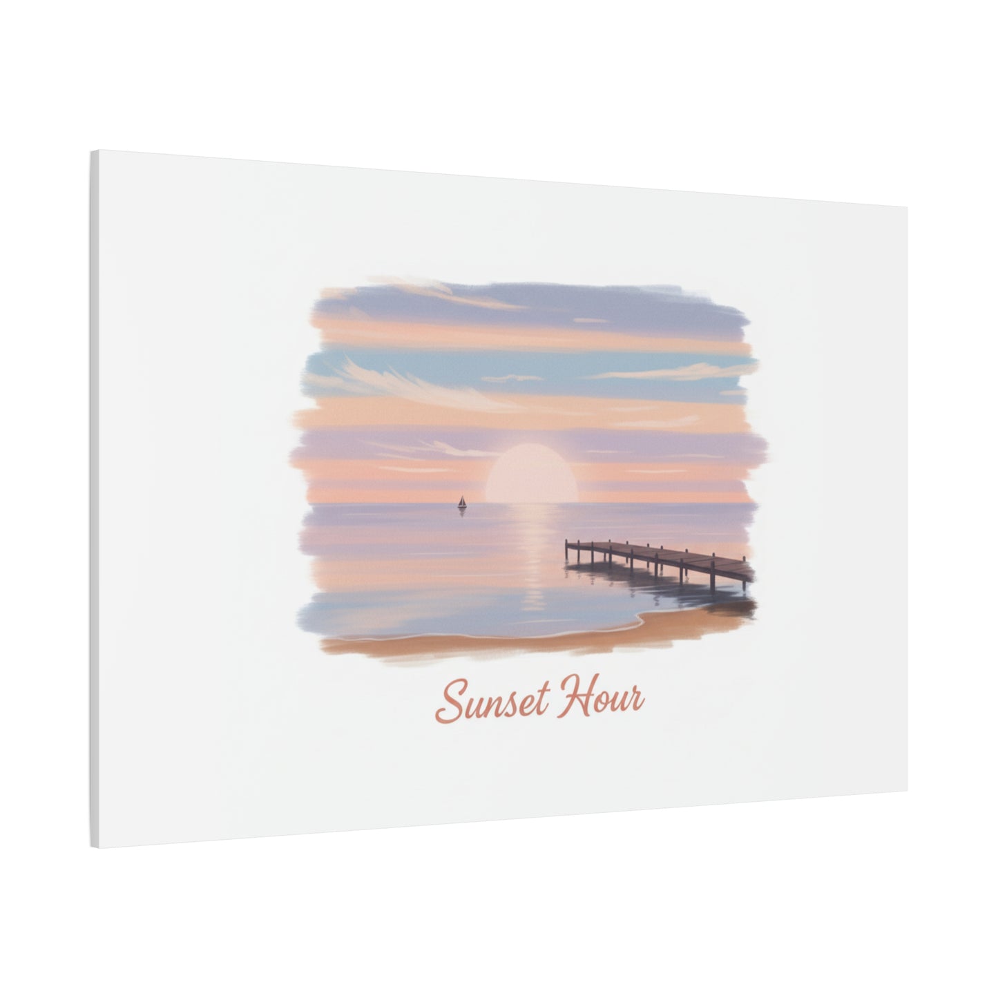Sunset Hour Canvas, Matte Stretched 1.25" | Minimal Luxe Gold Accent