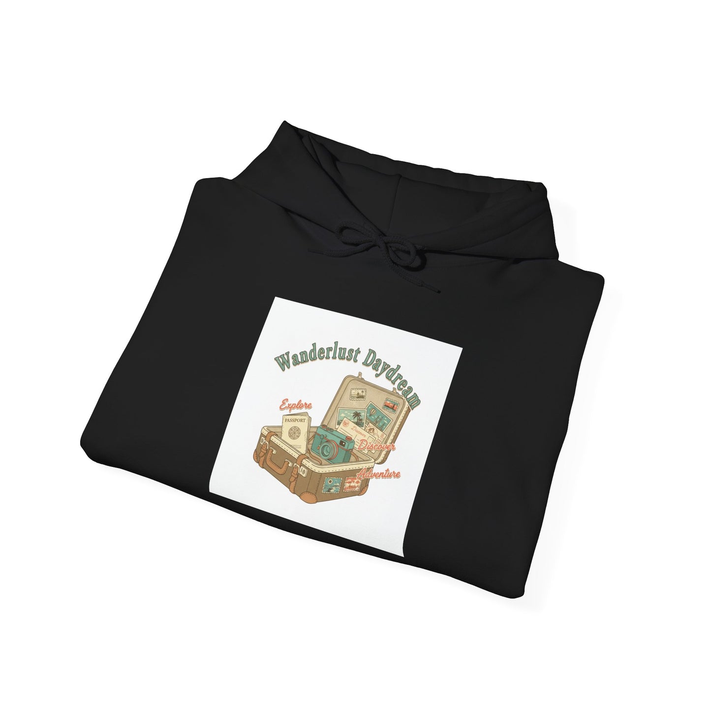 Wanderlust Postage Hoodie | vintage passport stamp, postcard travel vibes