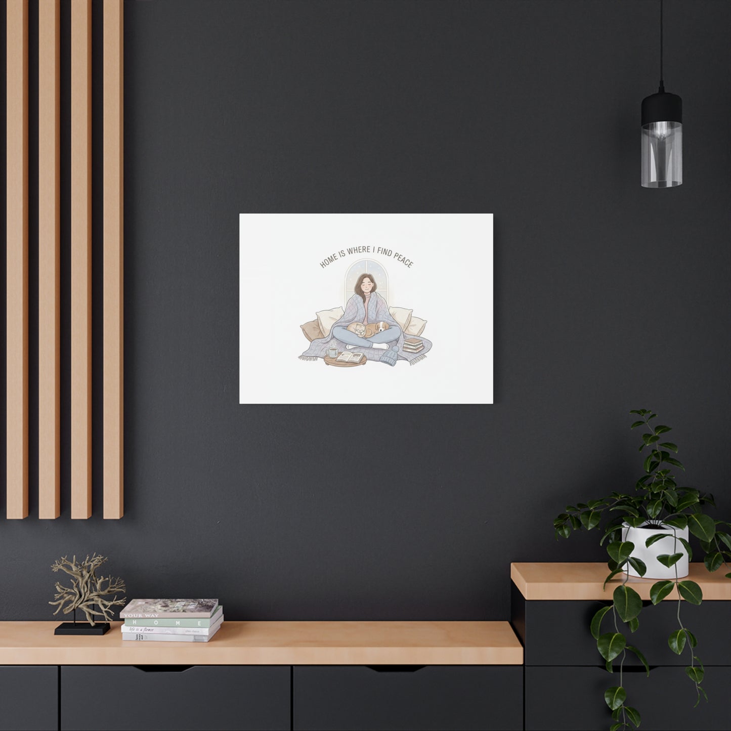 Home Is Where I Find Peace Canvas | Cozy Homebody Wall Art, Introvert Winter
