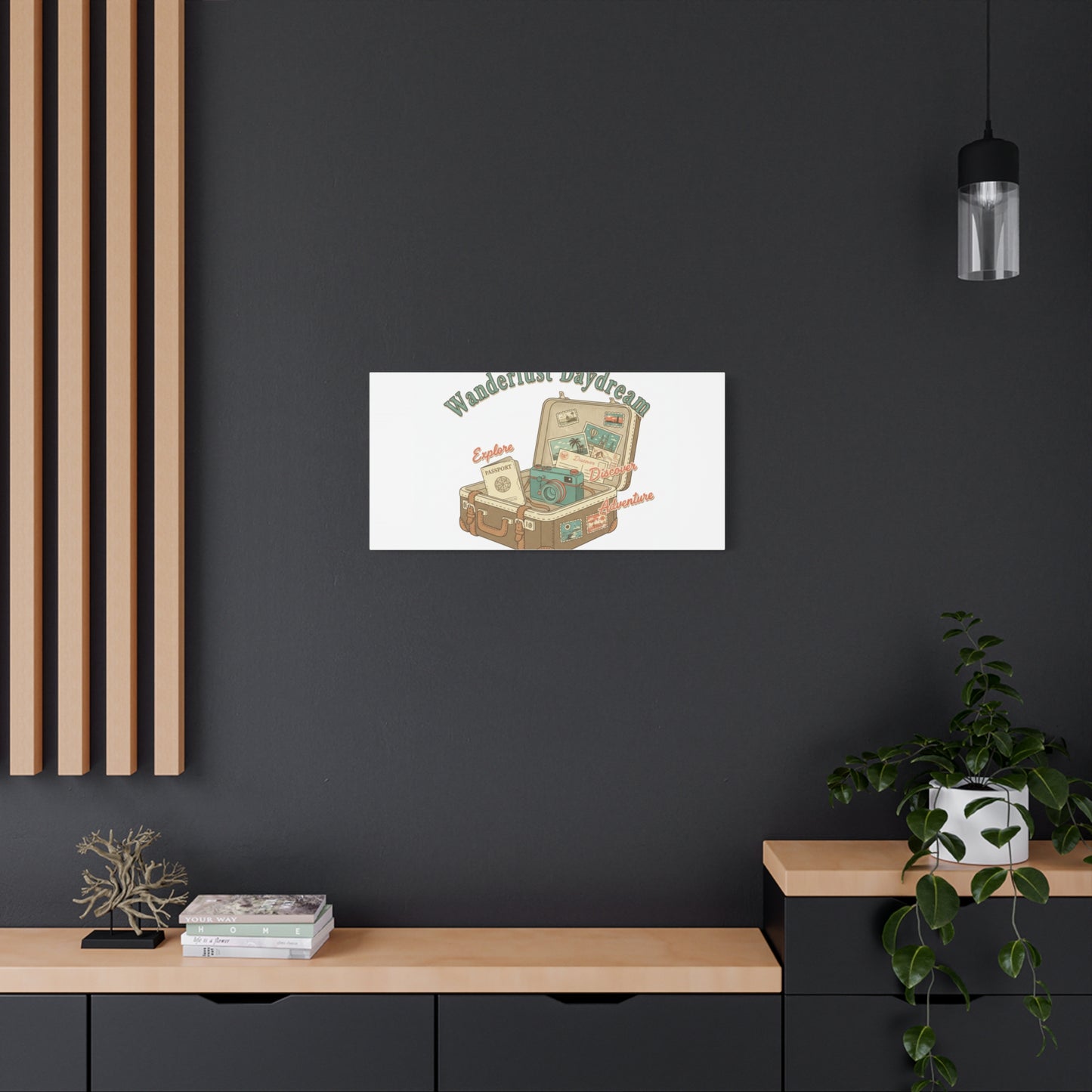 Wanderlust Daydream Travel Postcard Canvas | Retro Travel Stamp Decor