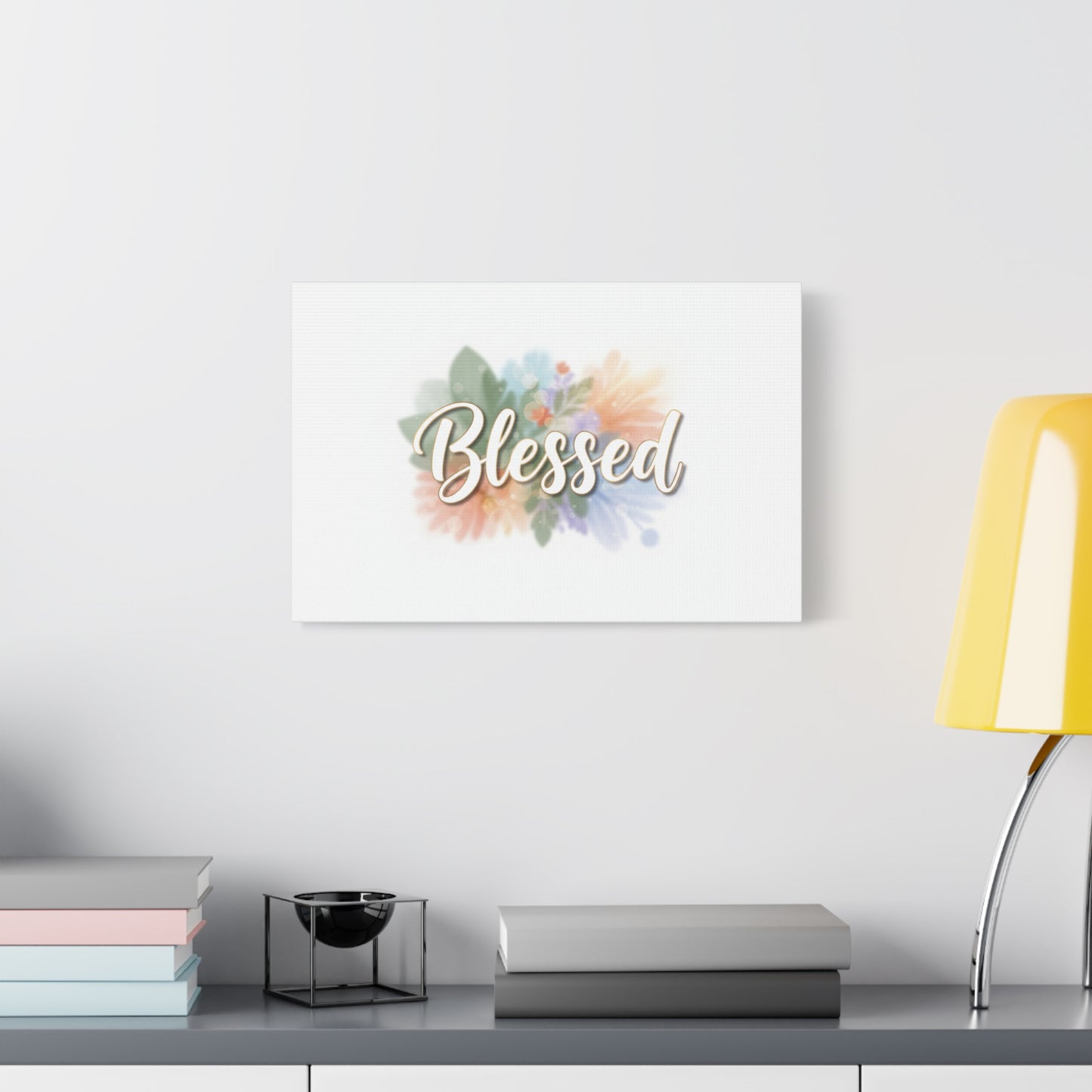 Blessed Floral Script Canvas