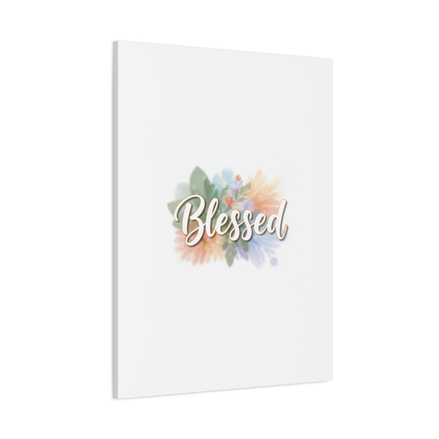 Blessed Floral Script Canvas
